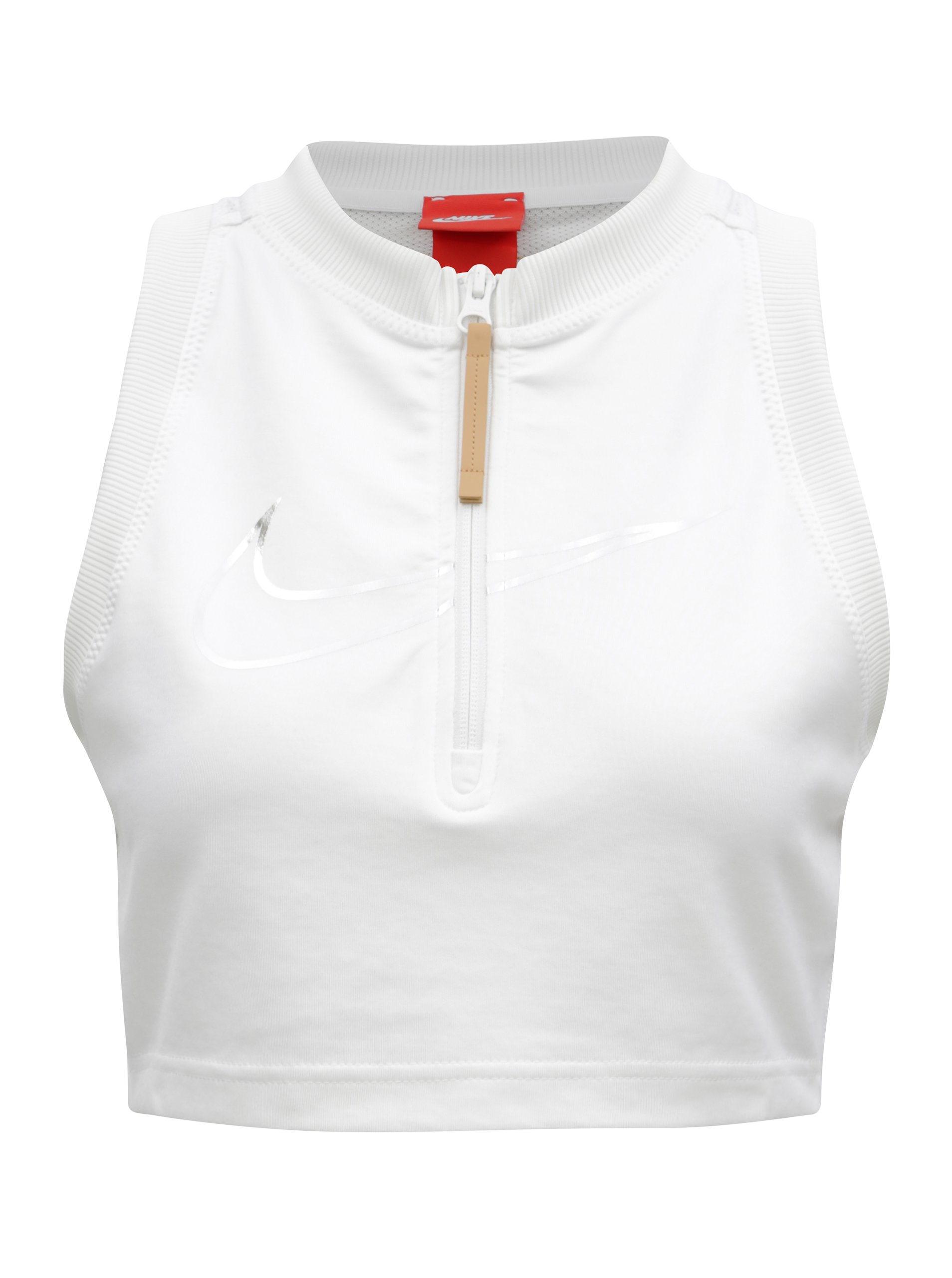 Bílý crop top se síťovanými zády Nike