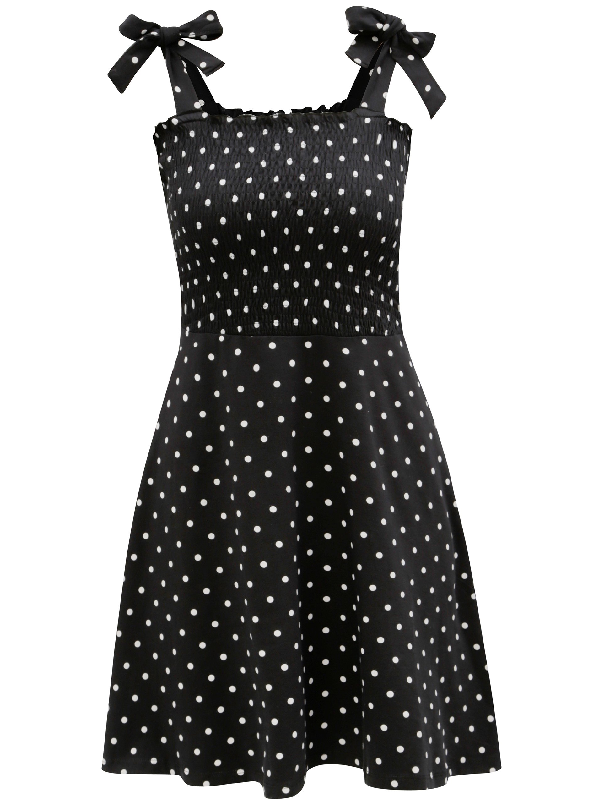 Bílo-černé puntíkované šaty na ramínka Dorothy Perkins