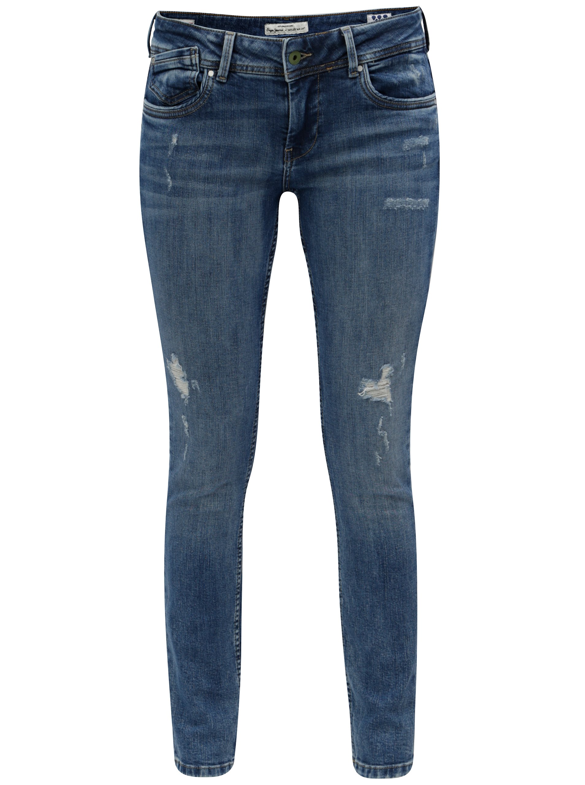 Modré dámské slim fit džíny s nízkým pasem Pepe Jeans Vera