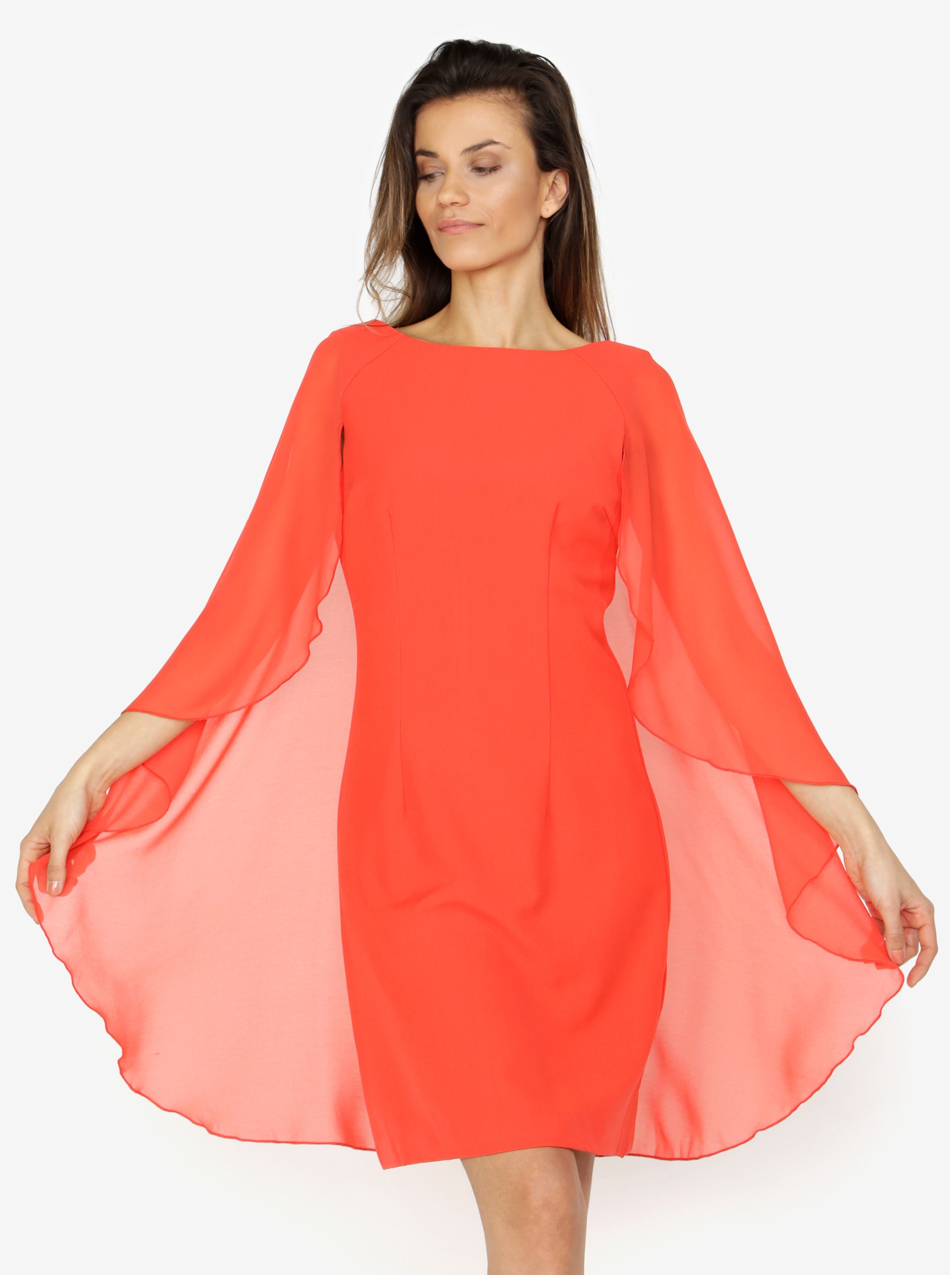 Červené šaty s volánovými rukávy VERO MODA Hannah