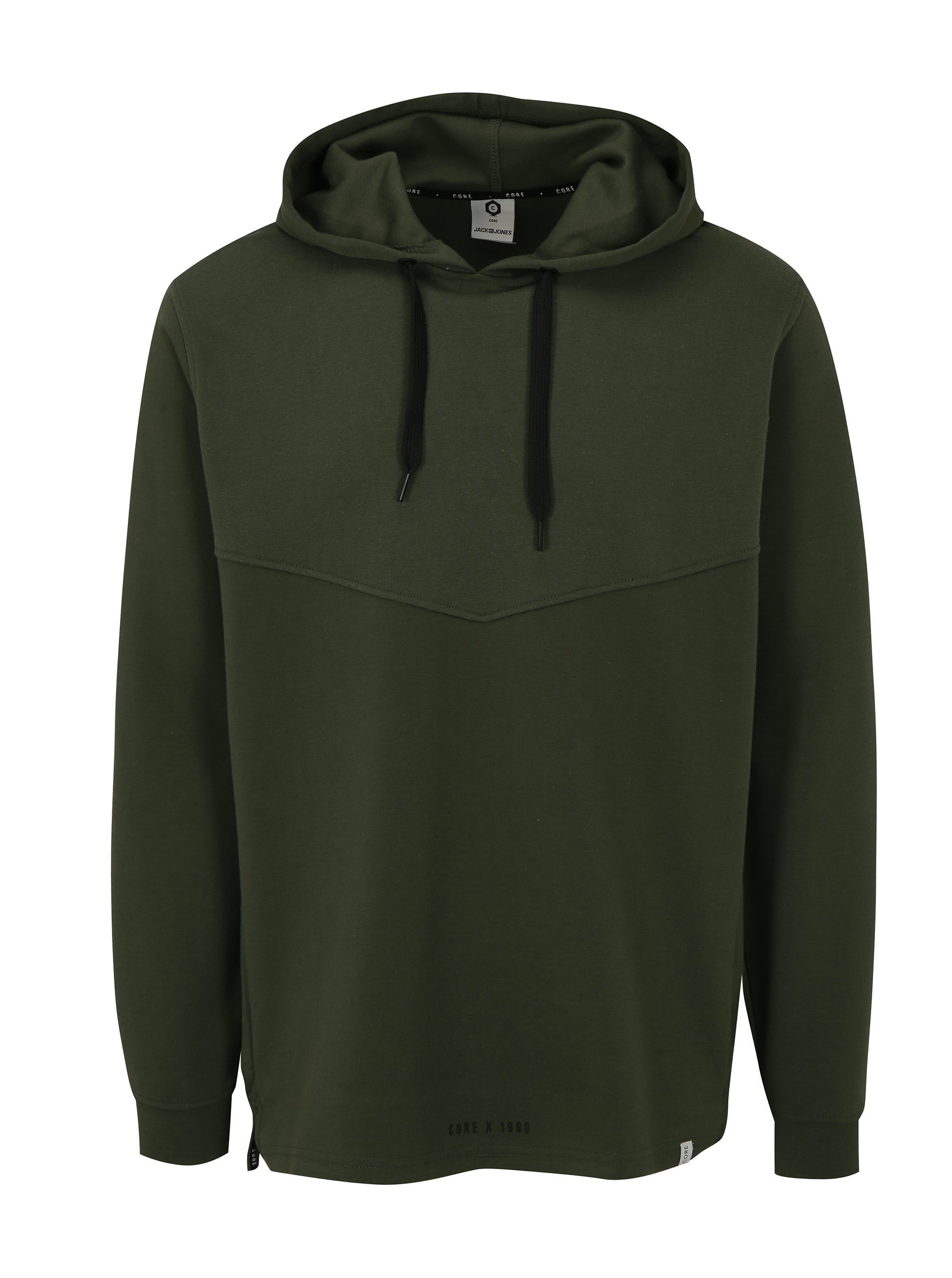 Fotografie Tmavě zelená mikina s kapucí a potiskem na zádech Jack & Jones Glandale