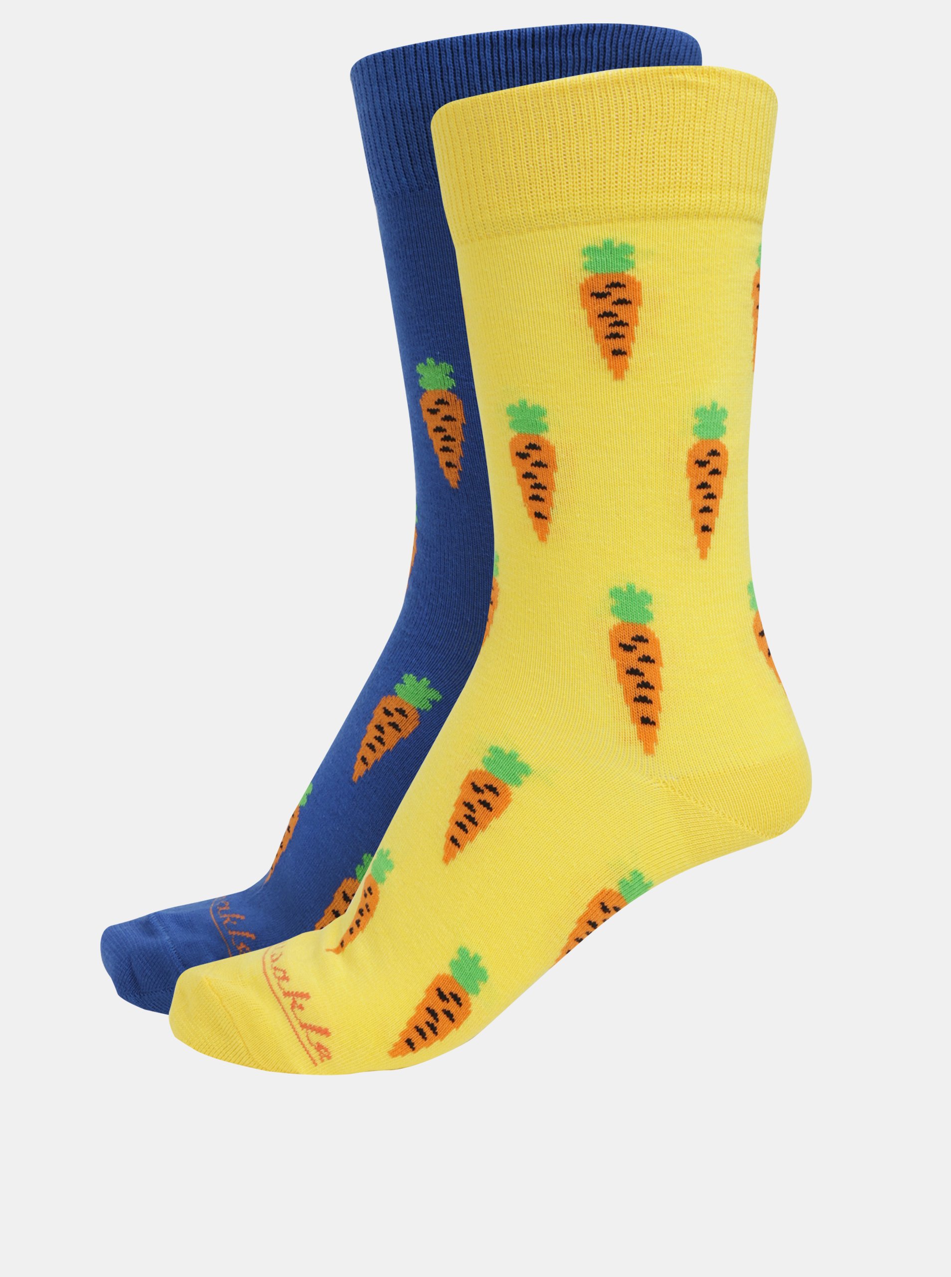 Modro-žluté unisex ponožky s motivem mrkve Fusakle Mrkváč