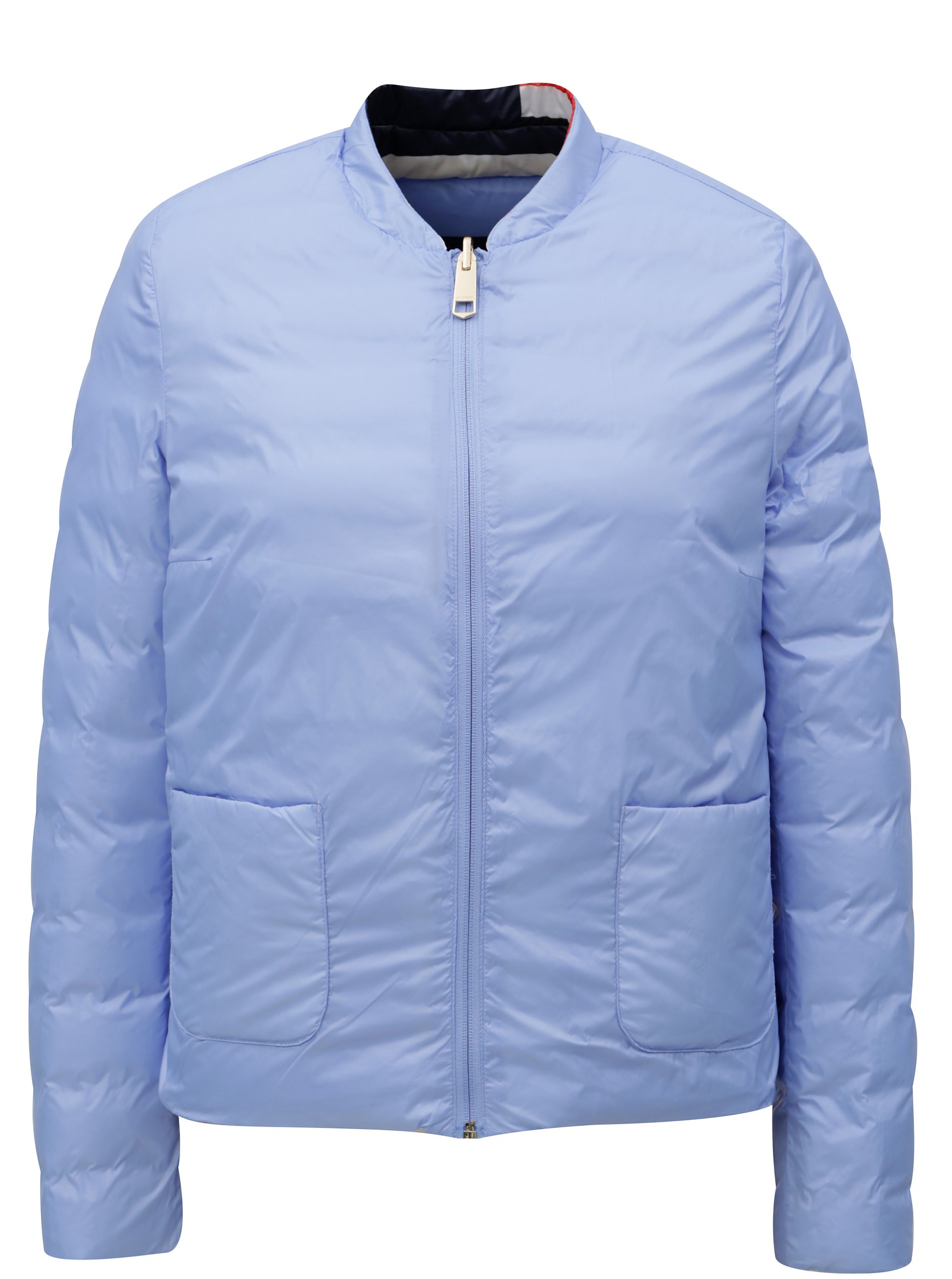 Červeno-modrá dámská voděodpudivá oboustranná péřová bunda Tommy Hilfiger