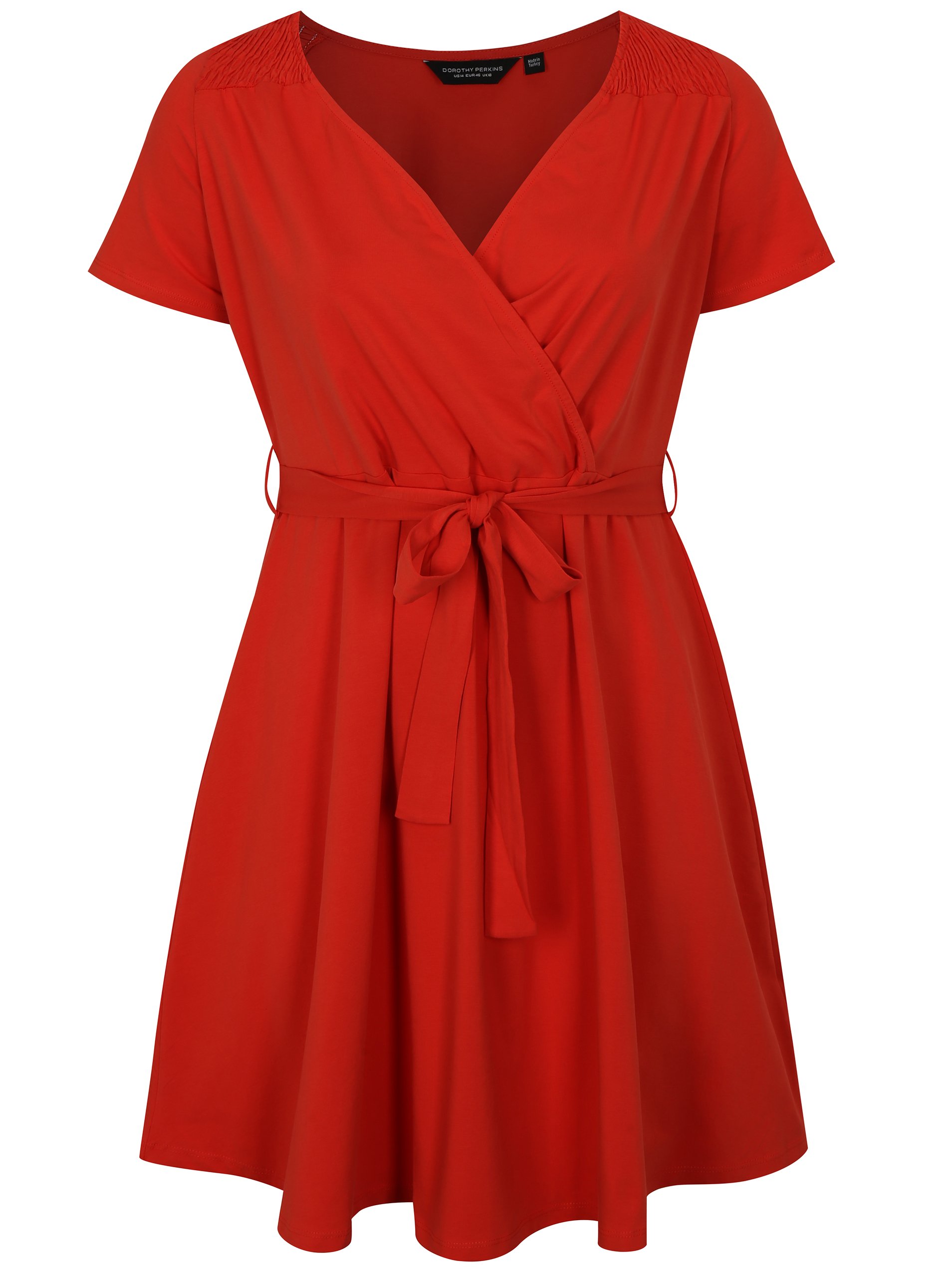 Červené šaty s překládaným výstřihem Dorothy Perkins Curve
