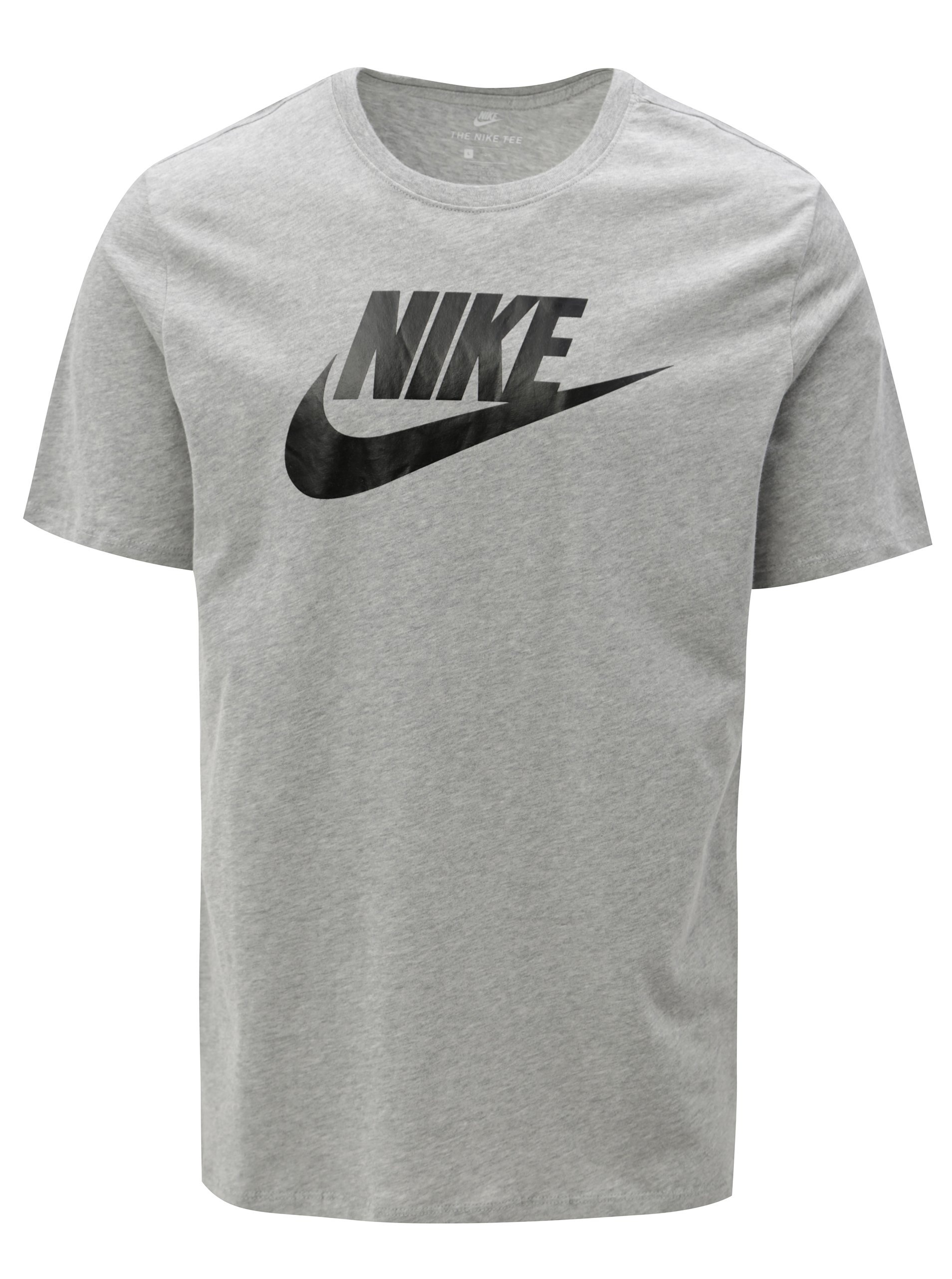 Šedé pánské žíhané tričko s potiskem Nike