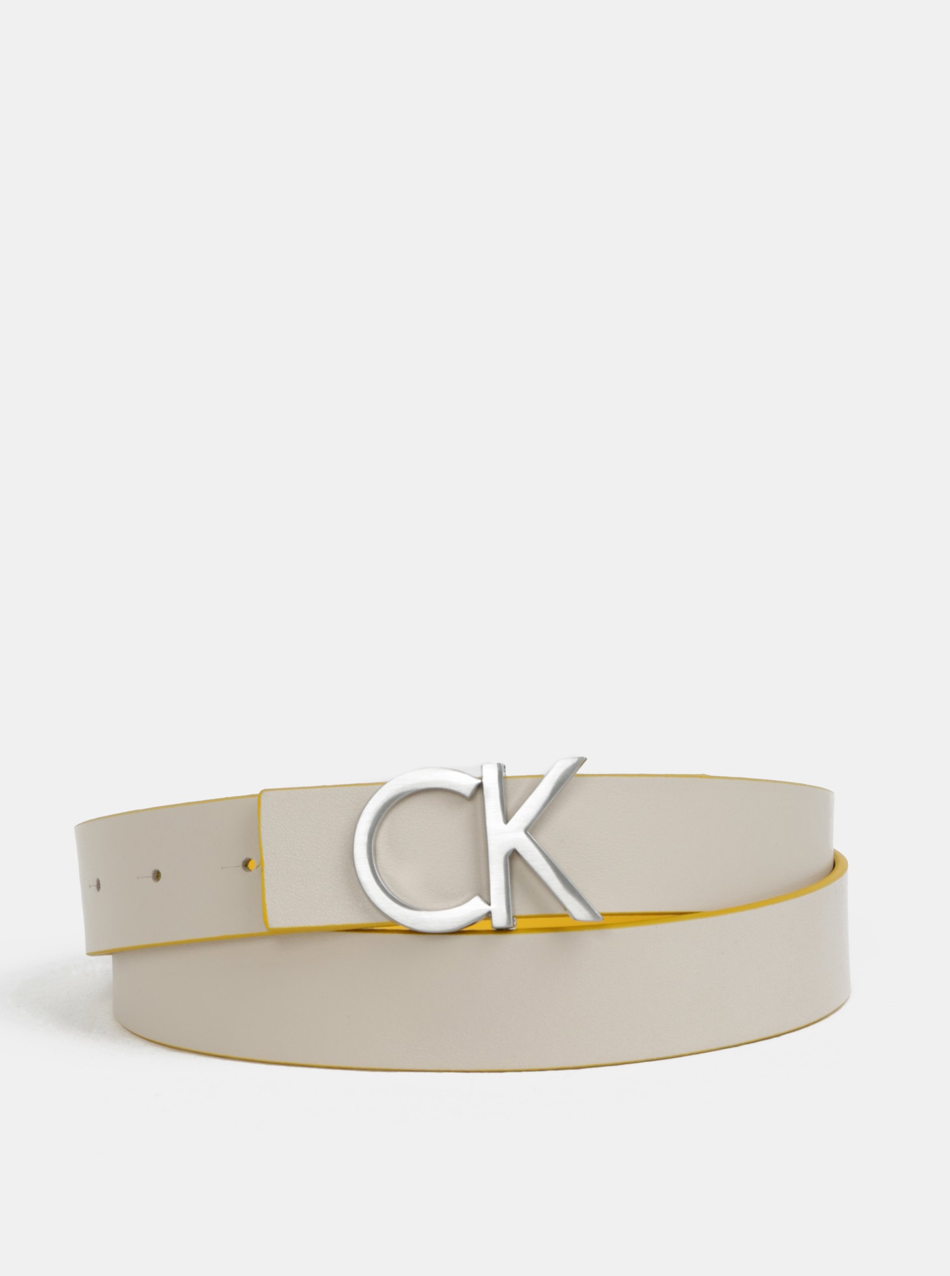 Žlutý dámský kožený oboustranný pásek Calvin Klein Jeans