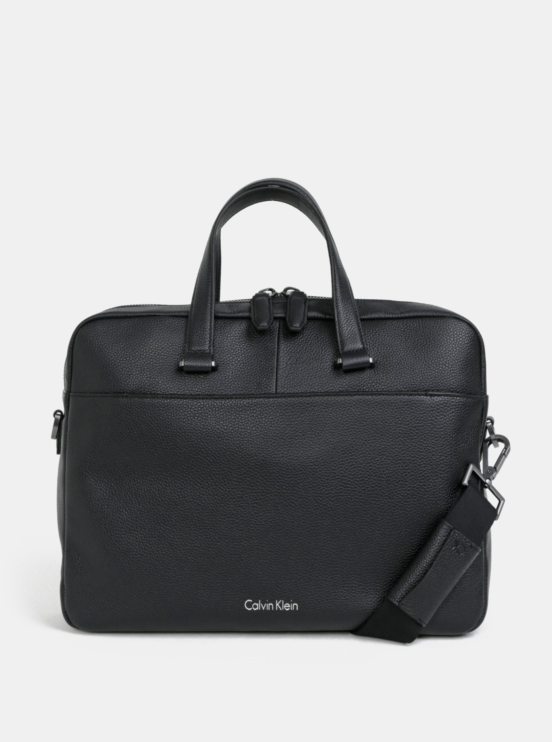 Černá pánská kožená taška na notebook Calvin Klein Jeans