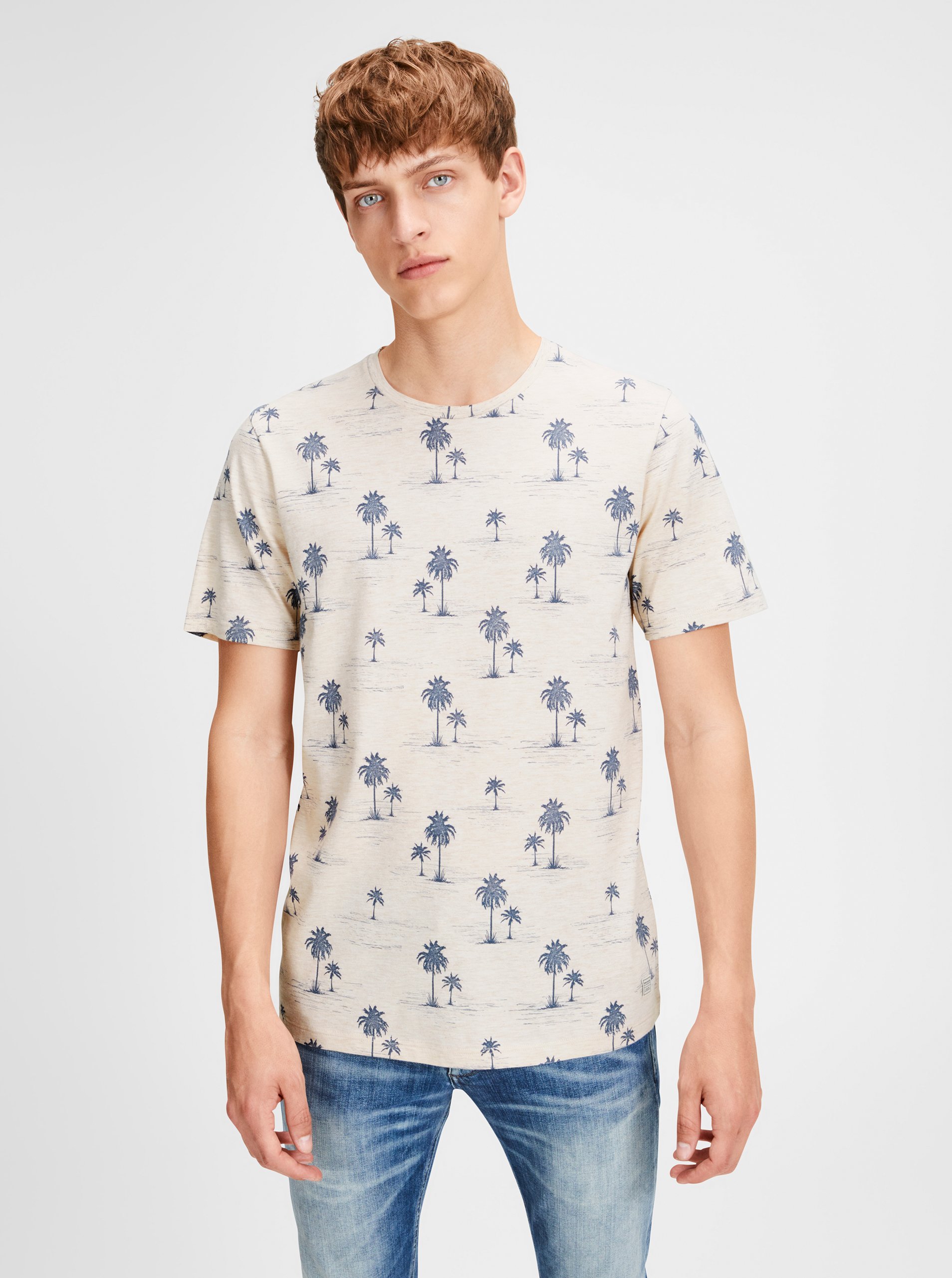 Béžové tričko s potiskem Jack & Jones Jason