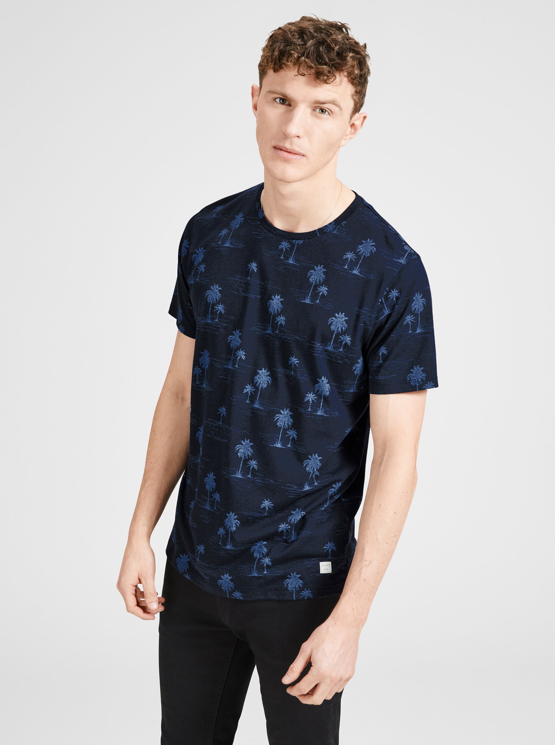 Tmavě modré tričko s potiskem Jack & Jones Jason