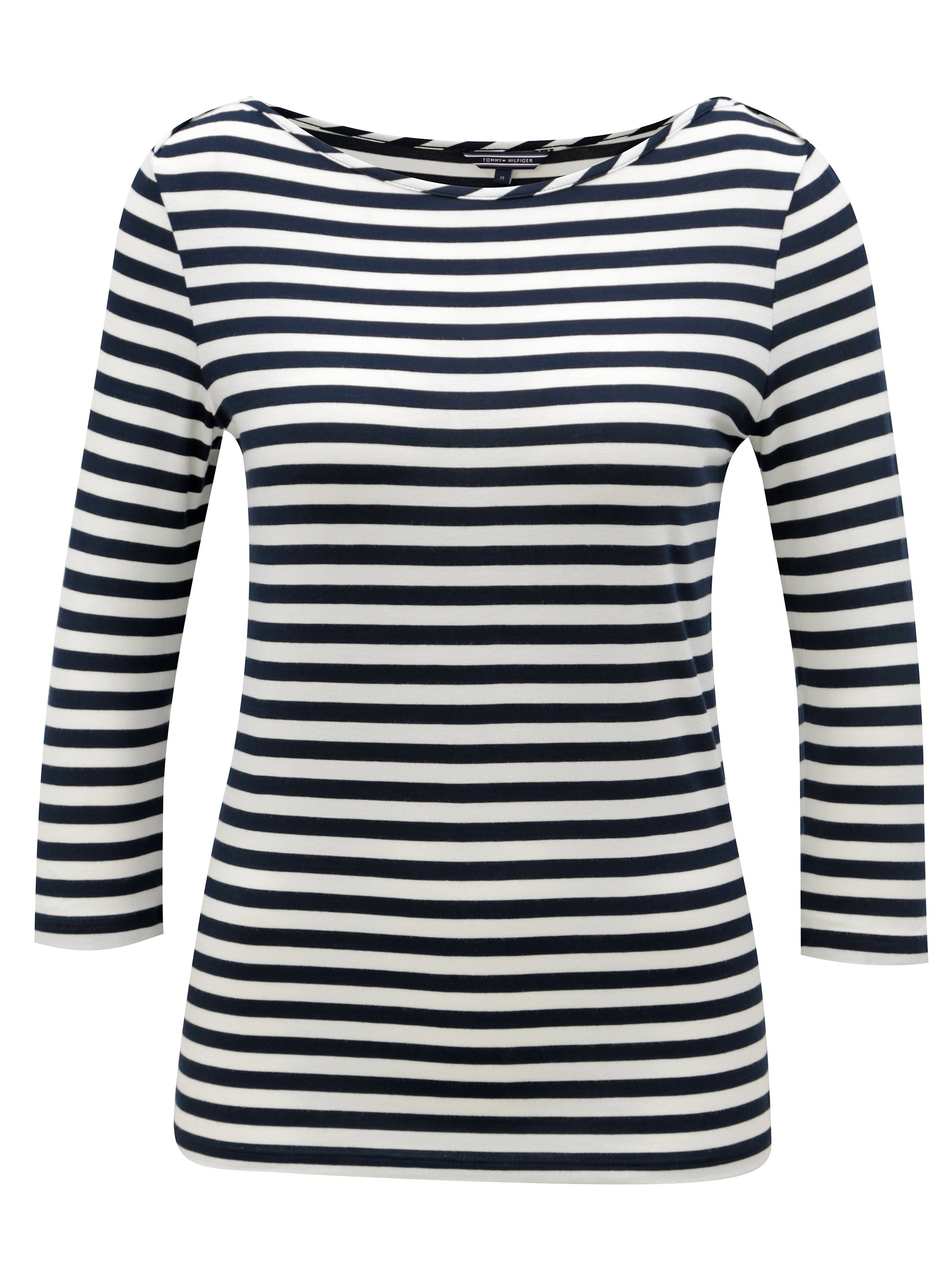 Bílo-modré dámské pruhované tričko s 3/4 rukávem Tommy Hilfiger