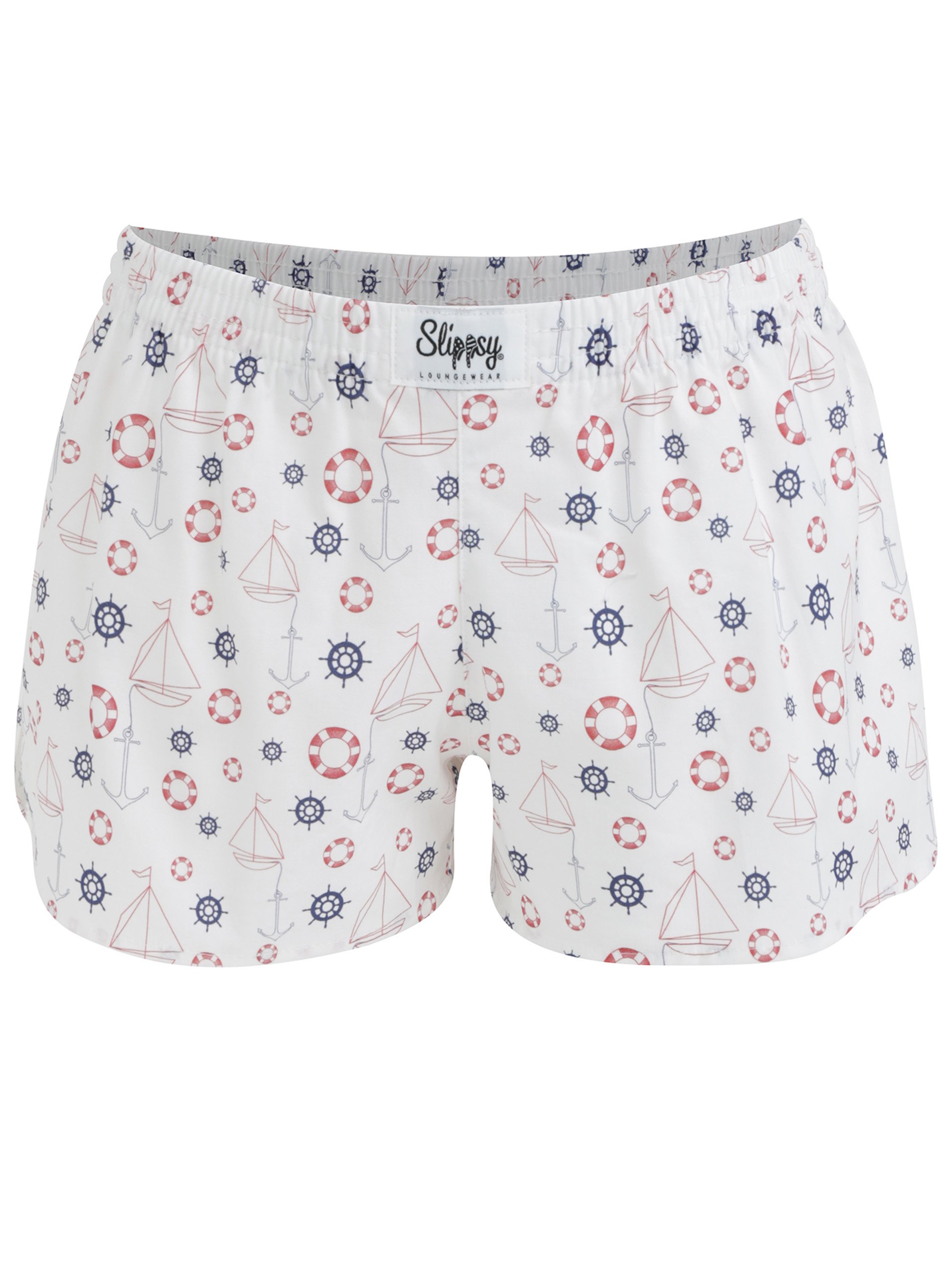 Bílé dámské trenýrky s motivem kotev a plachetnic Slippsy Sailor Girl