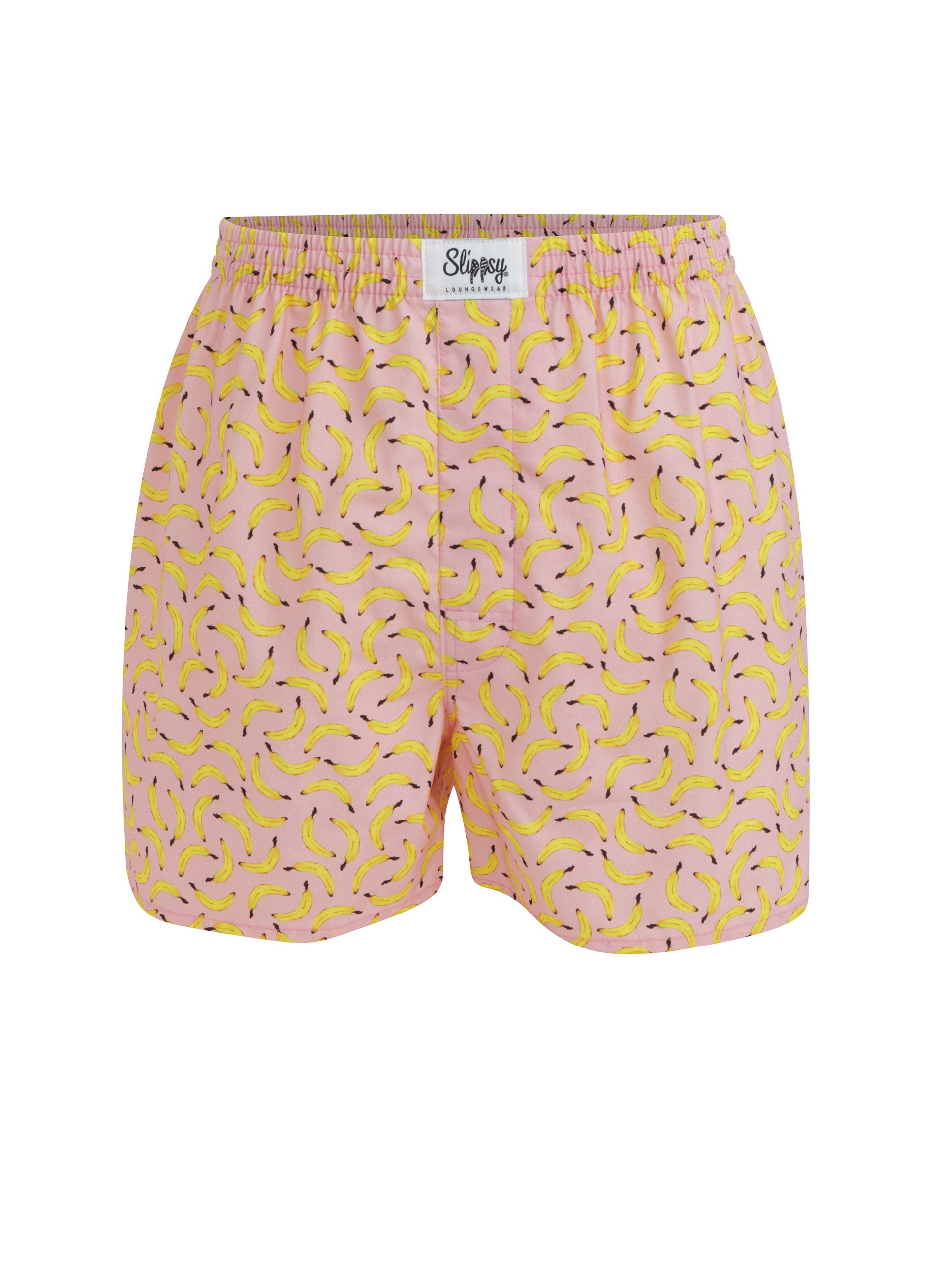 Růžové pánské trenýrky s motivem banánů Slippsy Banana Boy