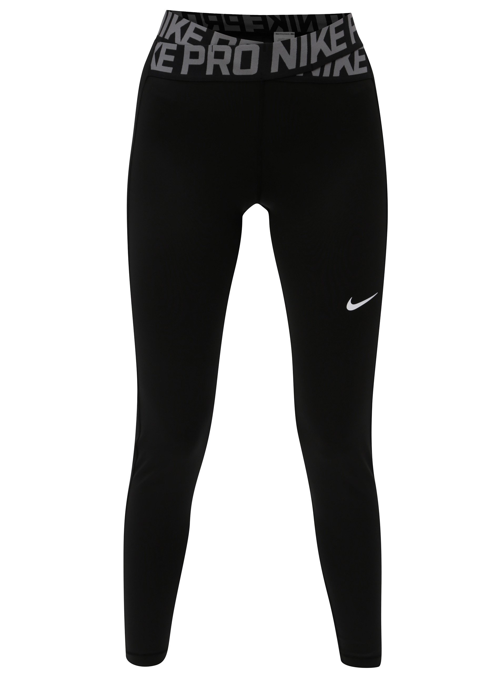Černé dámské funkční legíny s pásy s logem v pase Nike Crossover