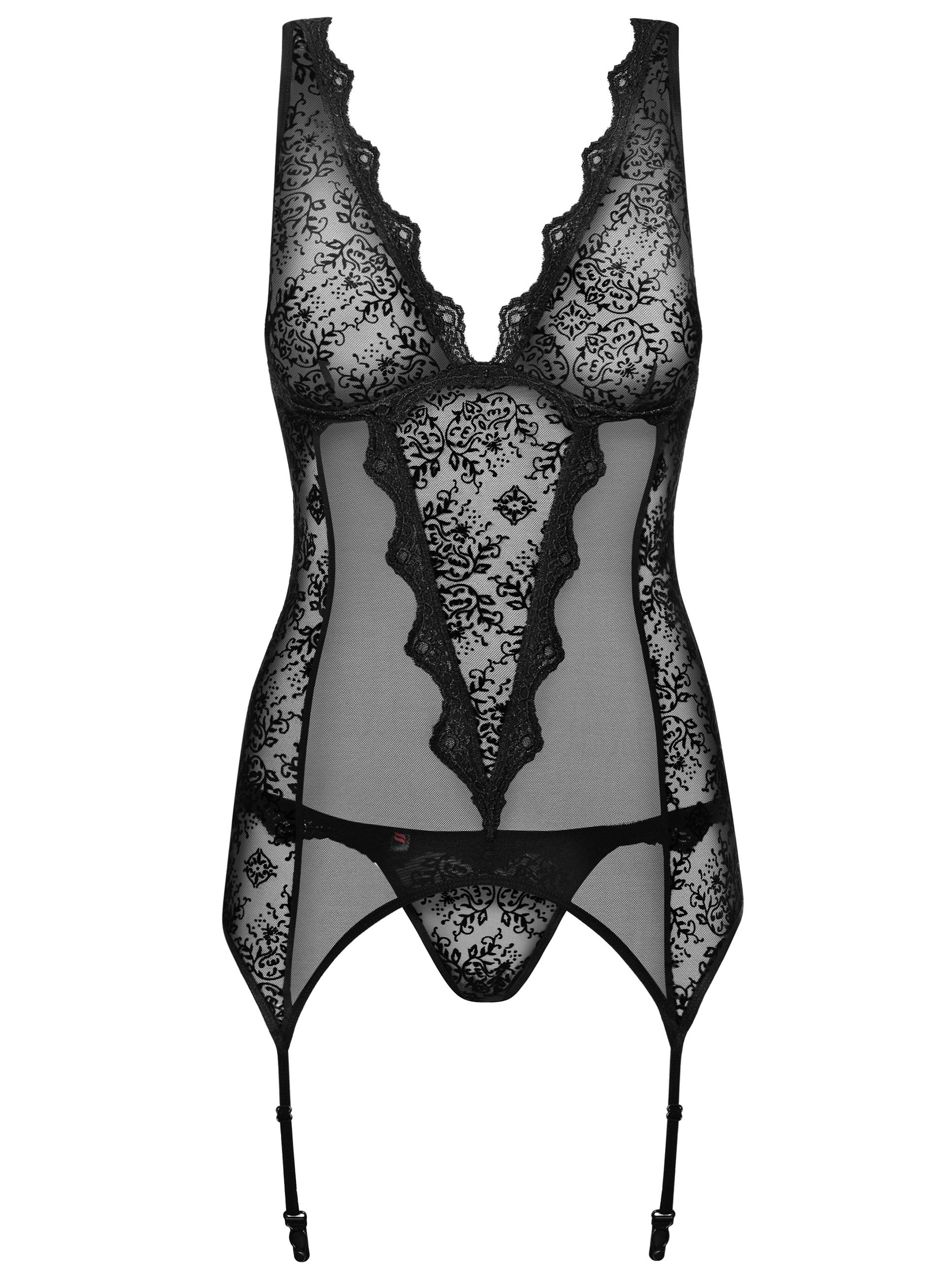 Sada korzetu a tang v černé barvě Obsessive Emperita corset