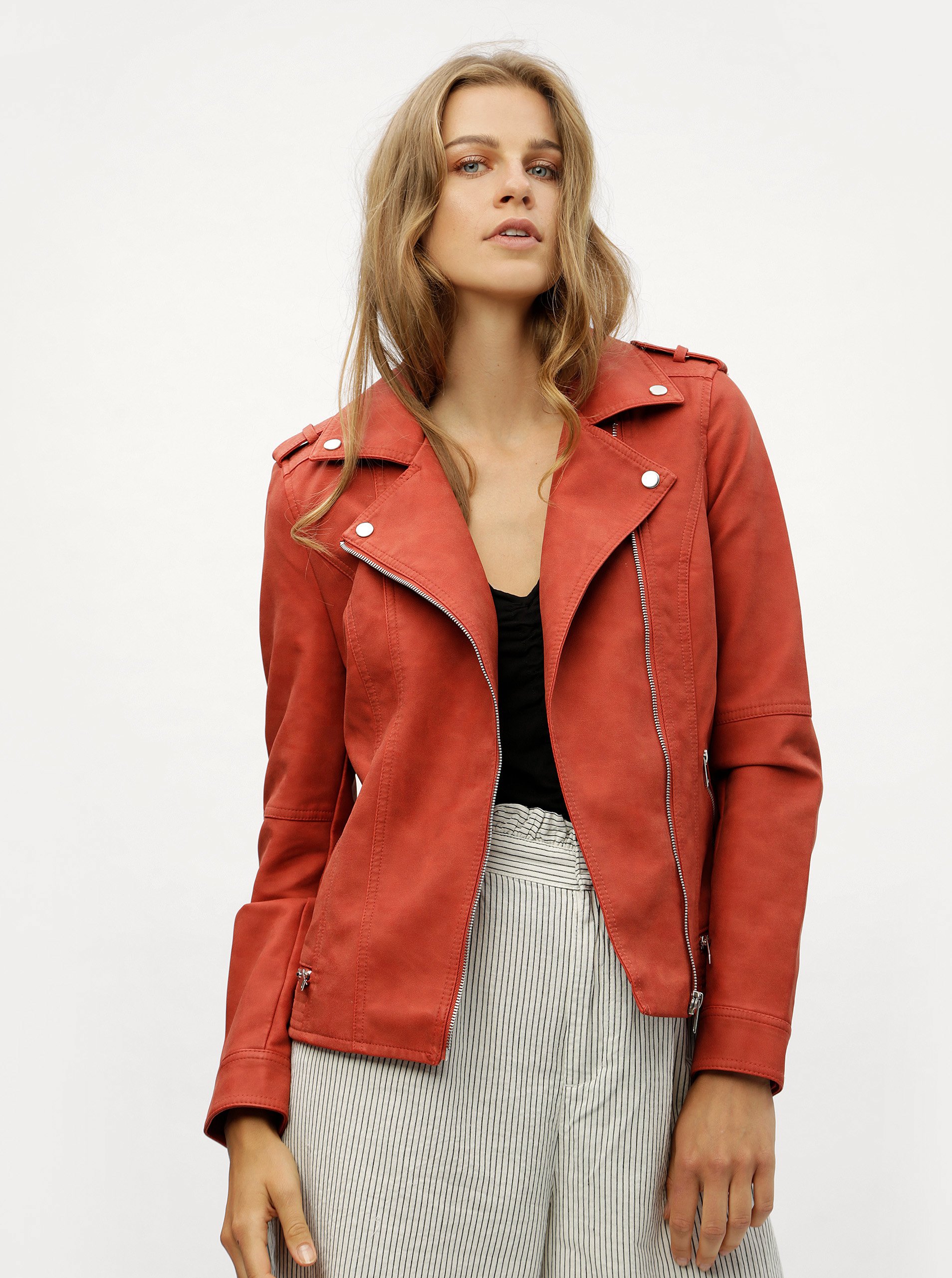 Cihlový koženkový křivák VERO MODA World