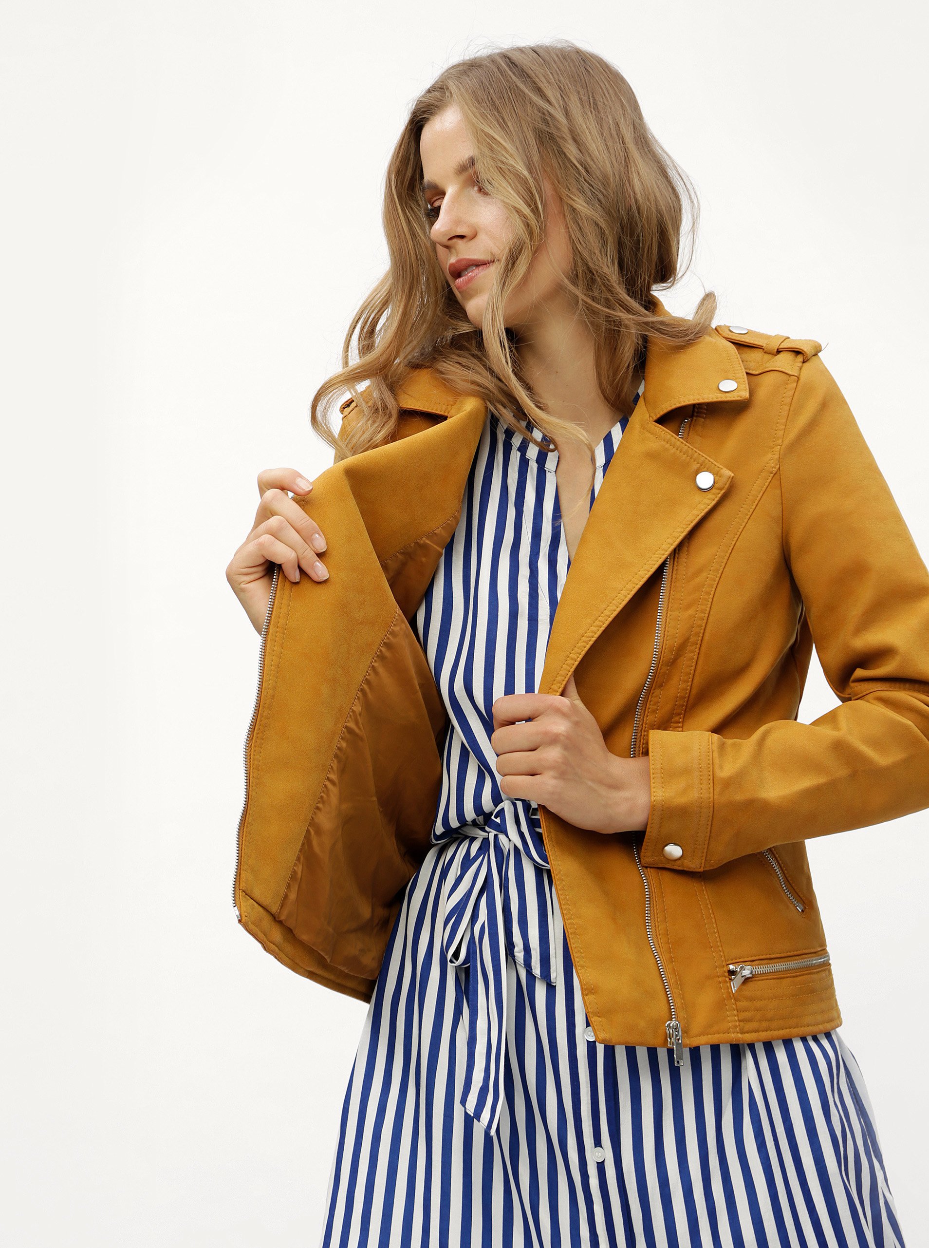 Hořčicový koženkový křivák VERO MODA World