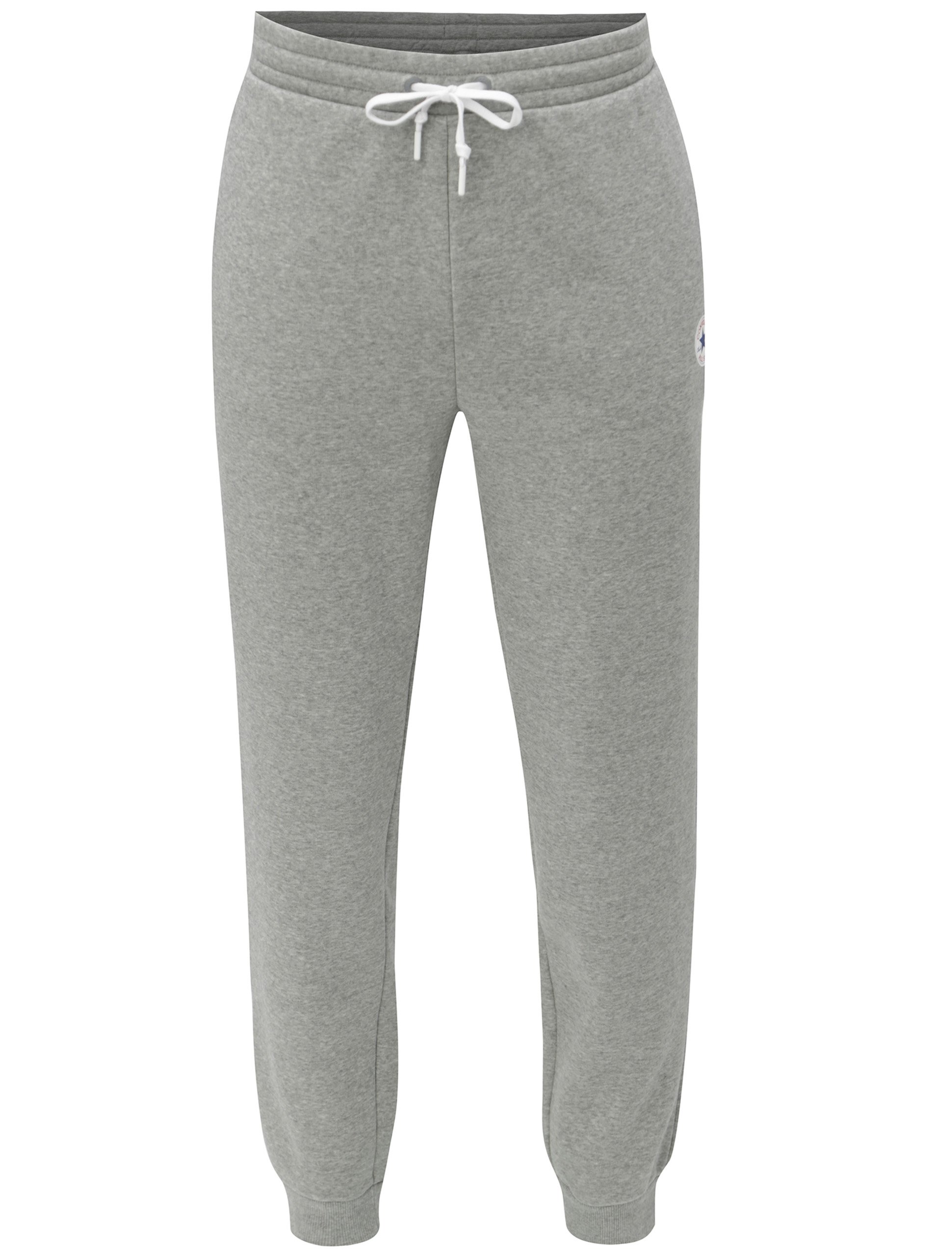Šedé pánské žíhané tepláky s kapsami Converse Core Jogger