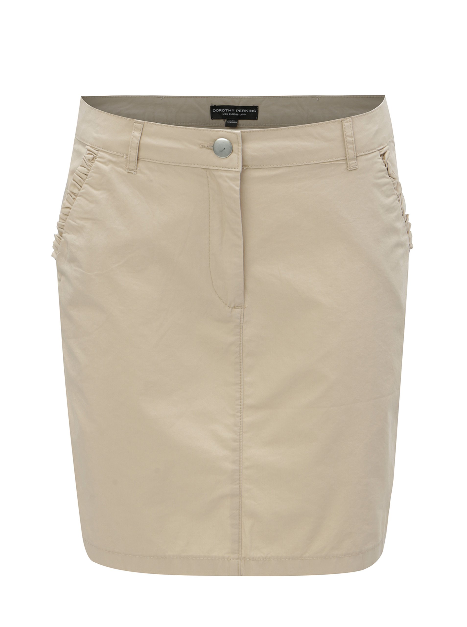 Béžová sukně s volánky na kapsách Dorothy Perkins