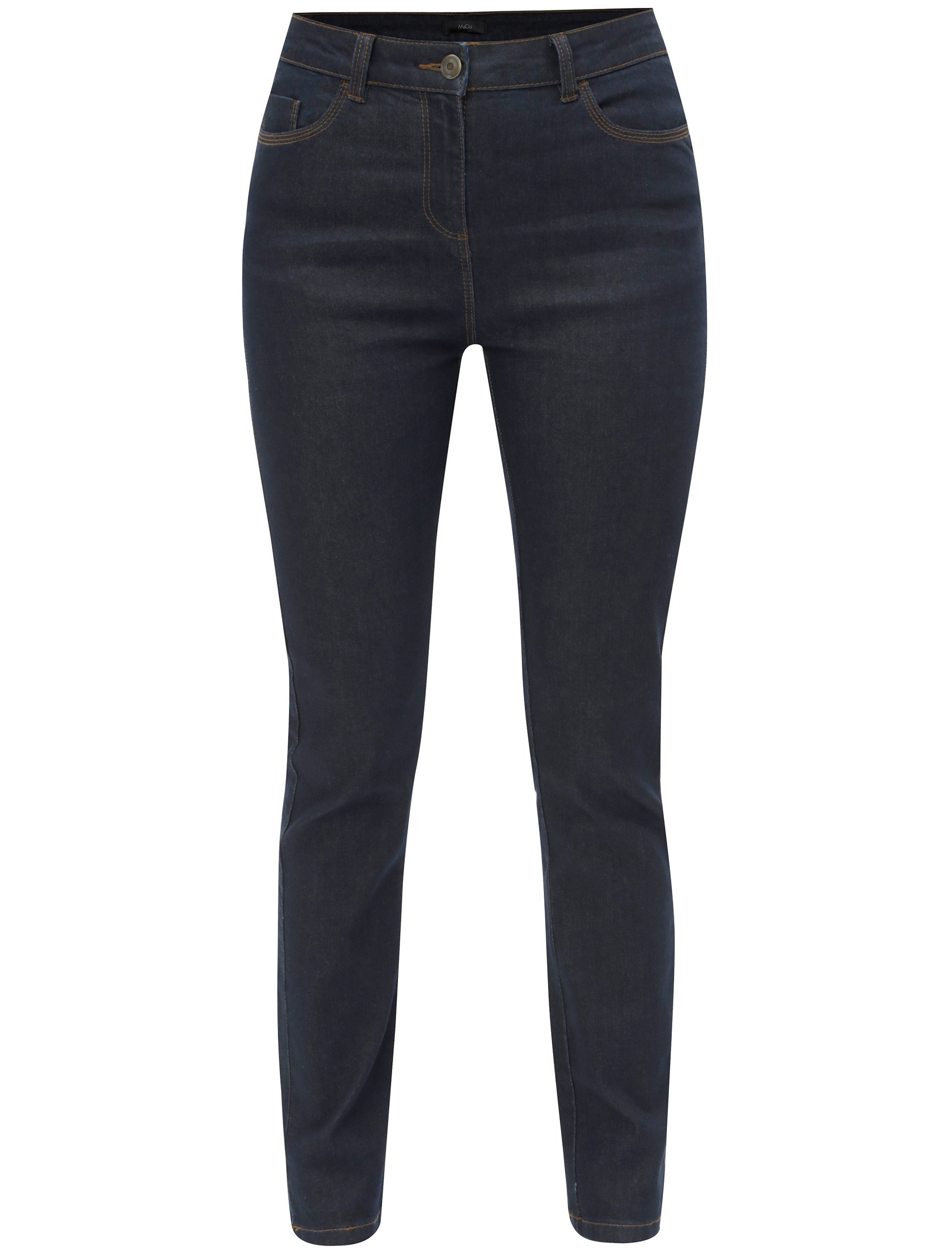 Tmavě modré straight džíny s vysokým pasem M&Co