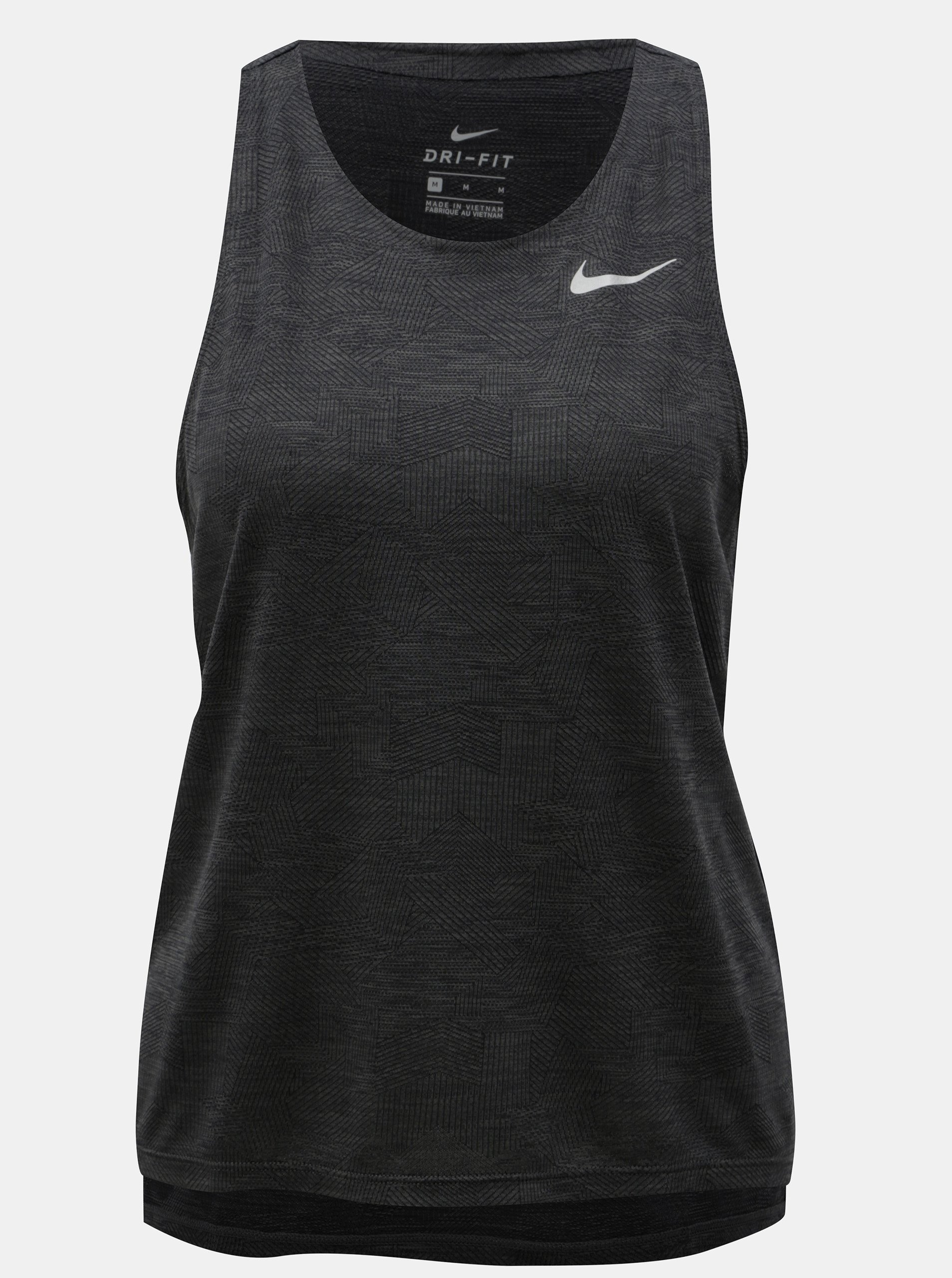 Šedé dámské vzorované funkční tílko Nike Medalist