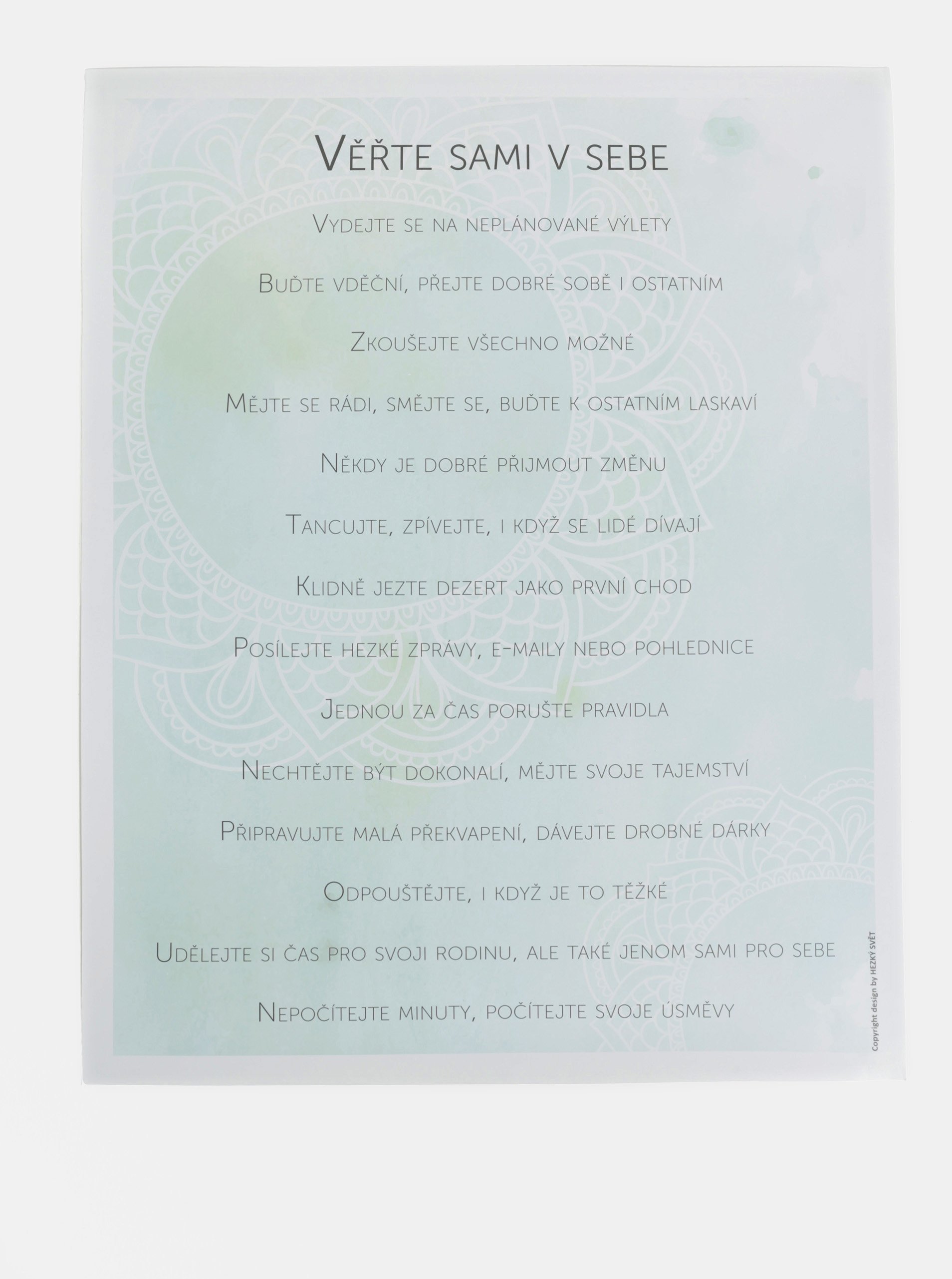 Modrý plakát HEZKÝ SVĚT Mandala