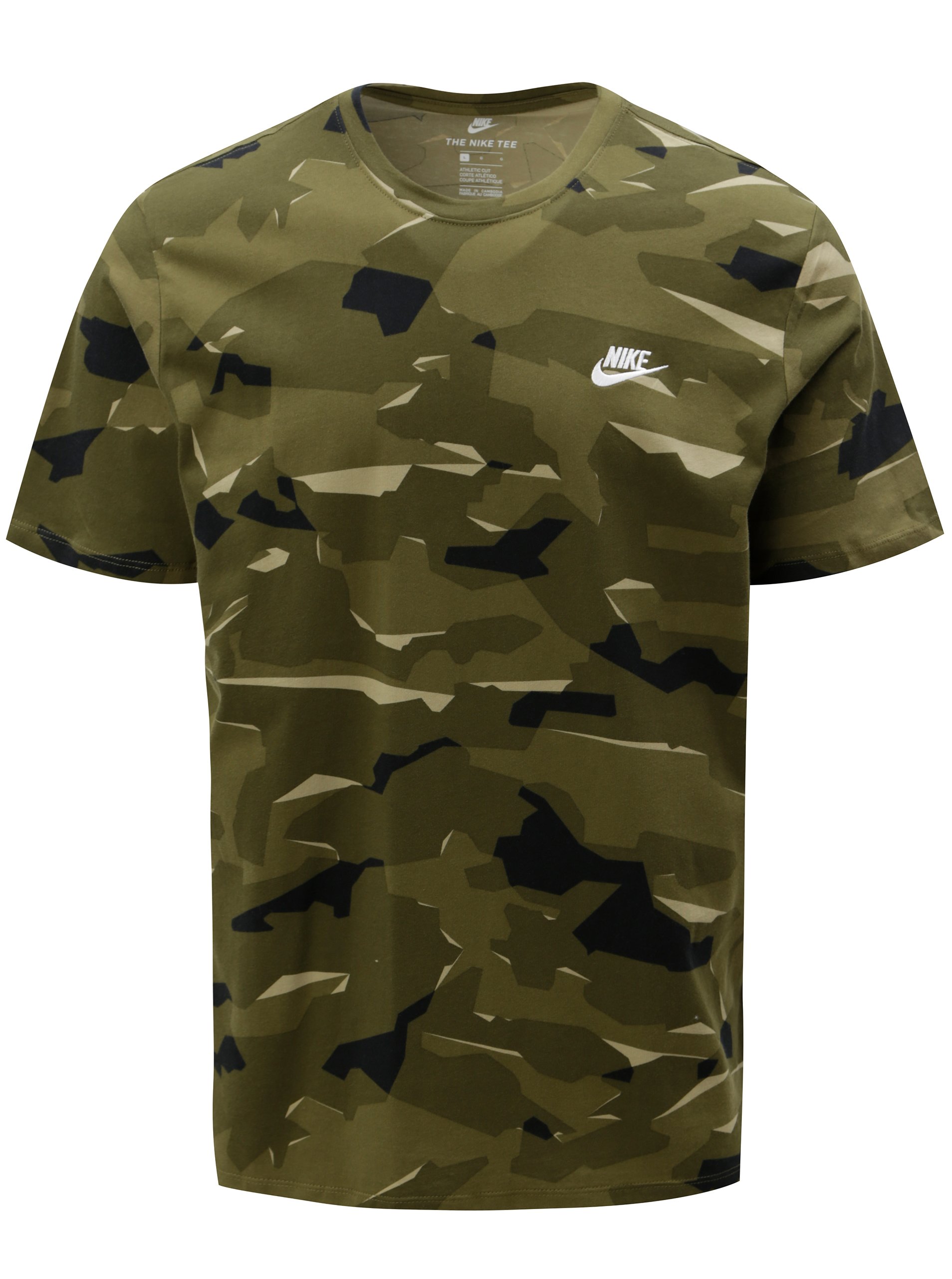Zelené pánské maskáčové tričko s krátkým rukávem Nike