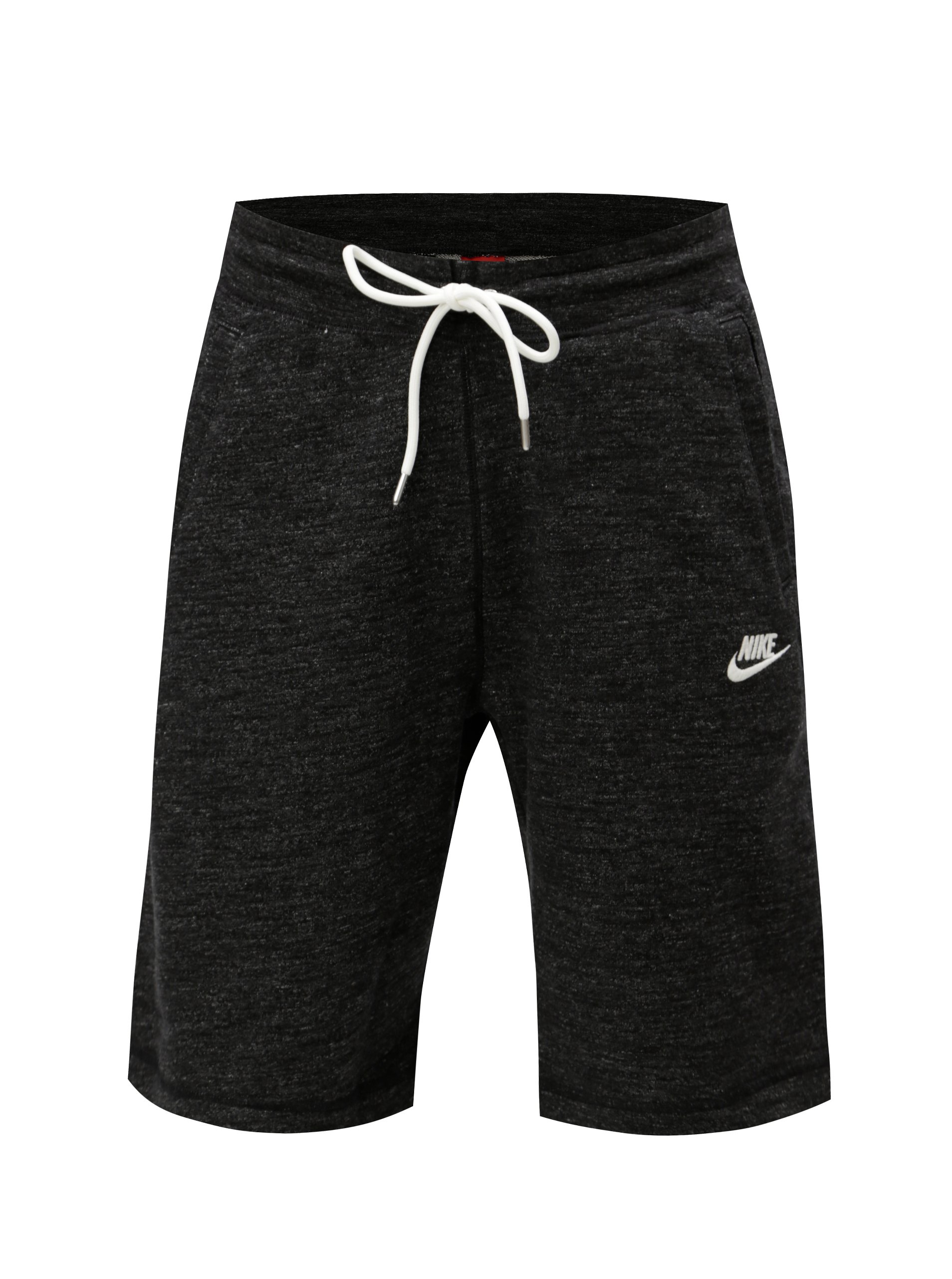 Tmavě šedé pánské žíhané teplákové kraťasy Nike