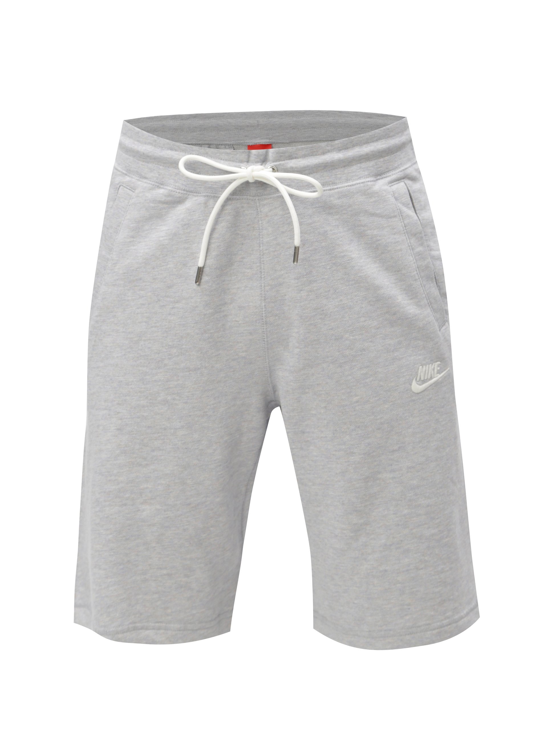 Světle šedé pánské žíhané teplákové kraťasy Nike