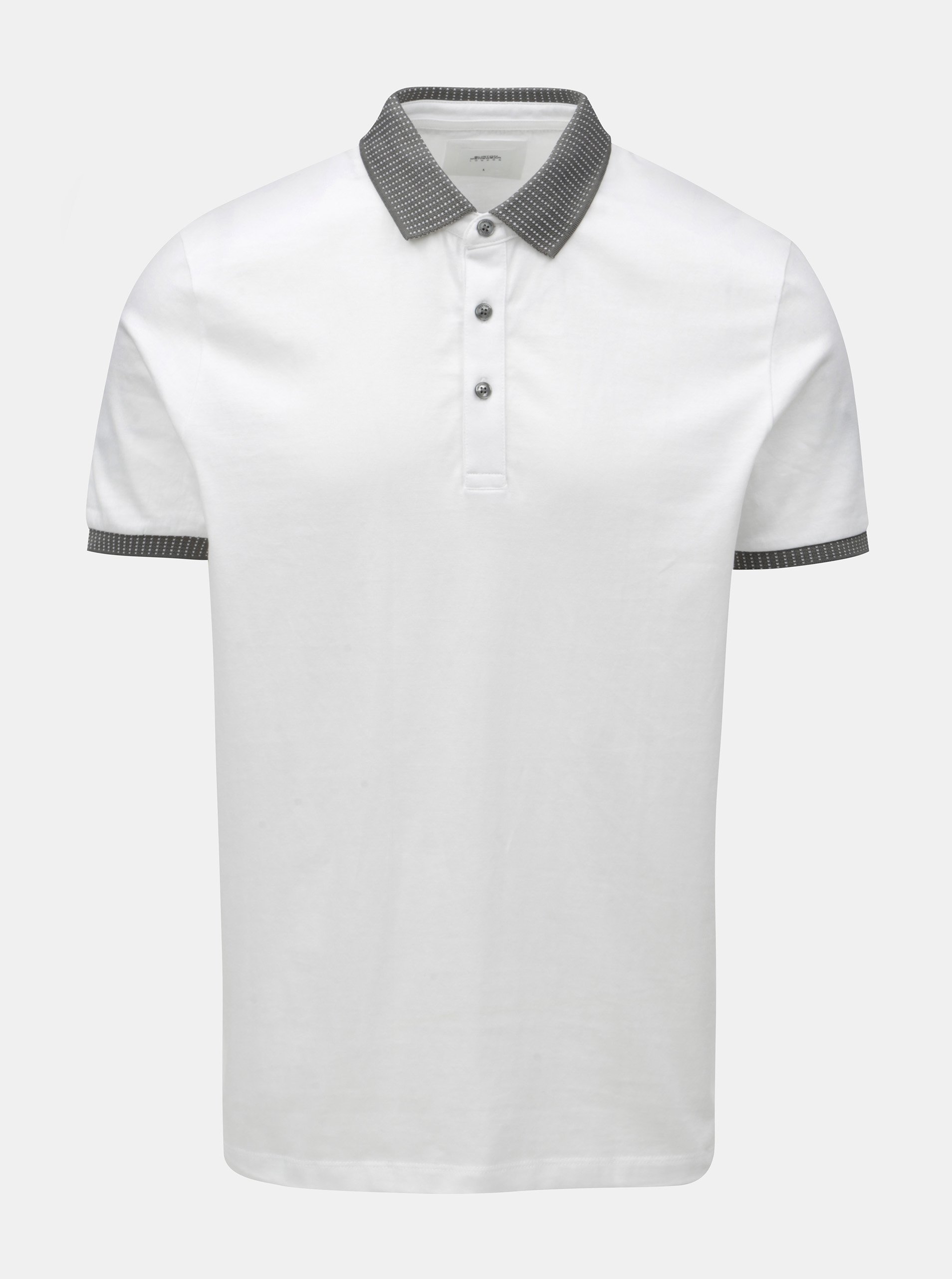 Bílé polo tričko s úpletovým límečkem Burton Menswear London