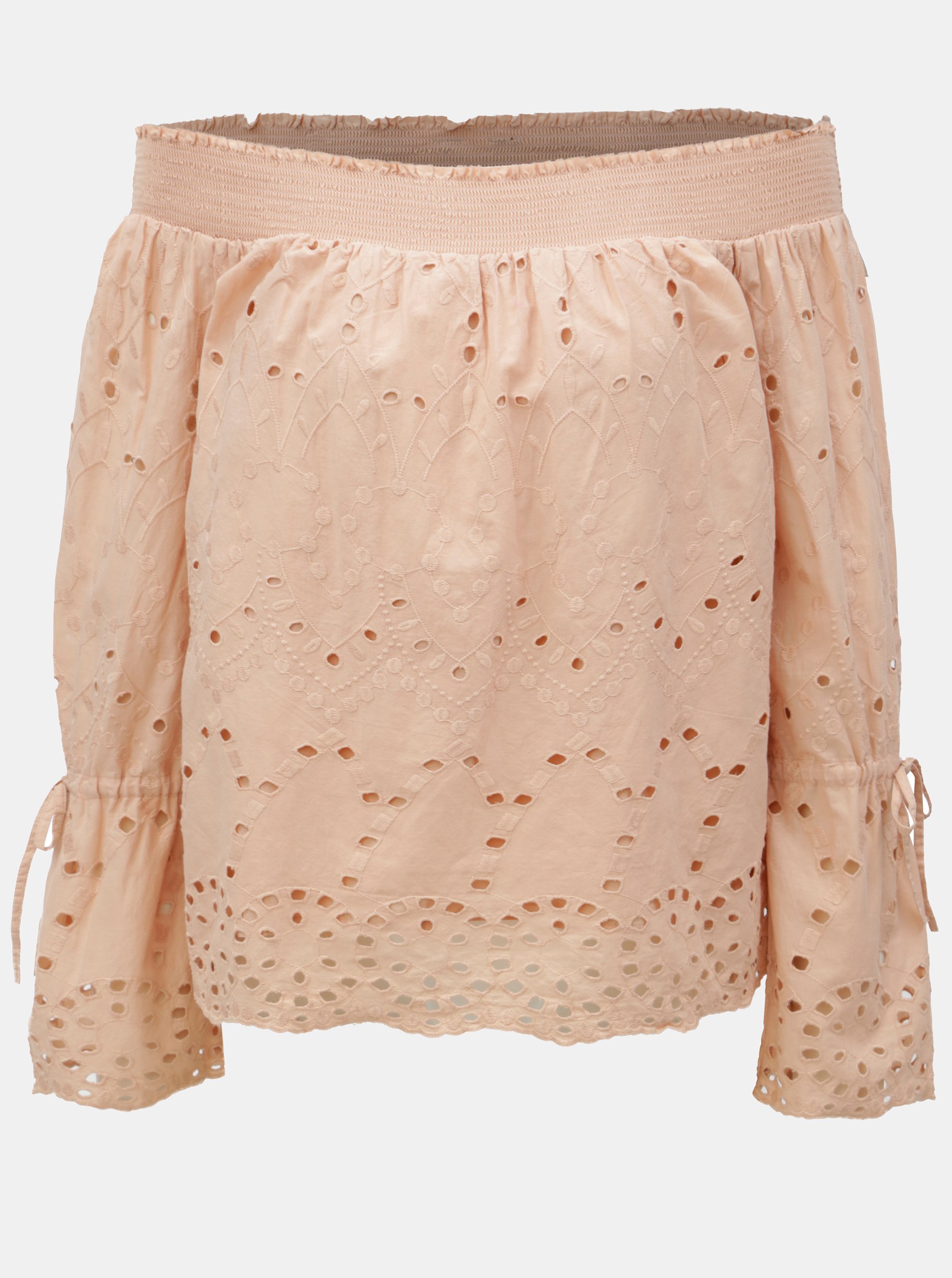 Světle růžový top s odhalenými rameny a madeirou Dorothy Perkins