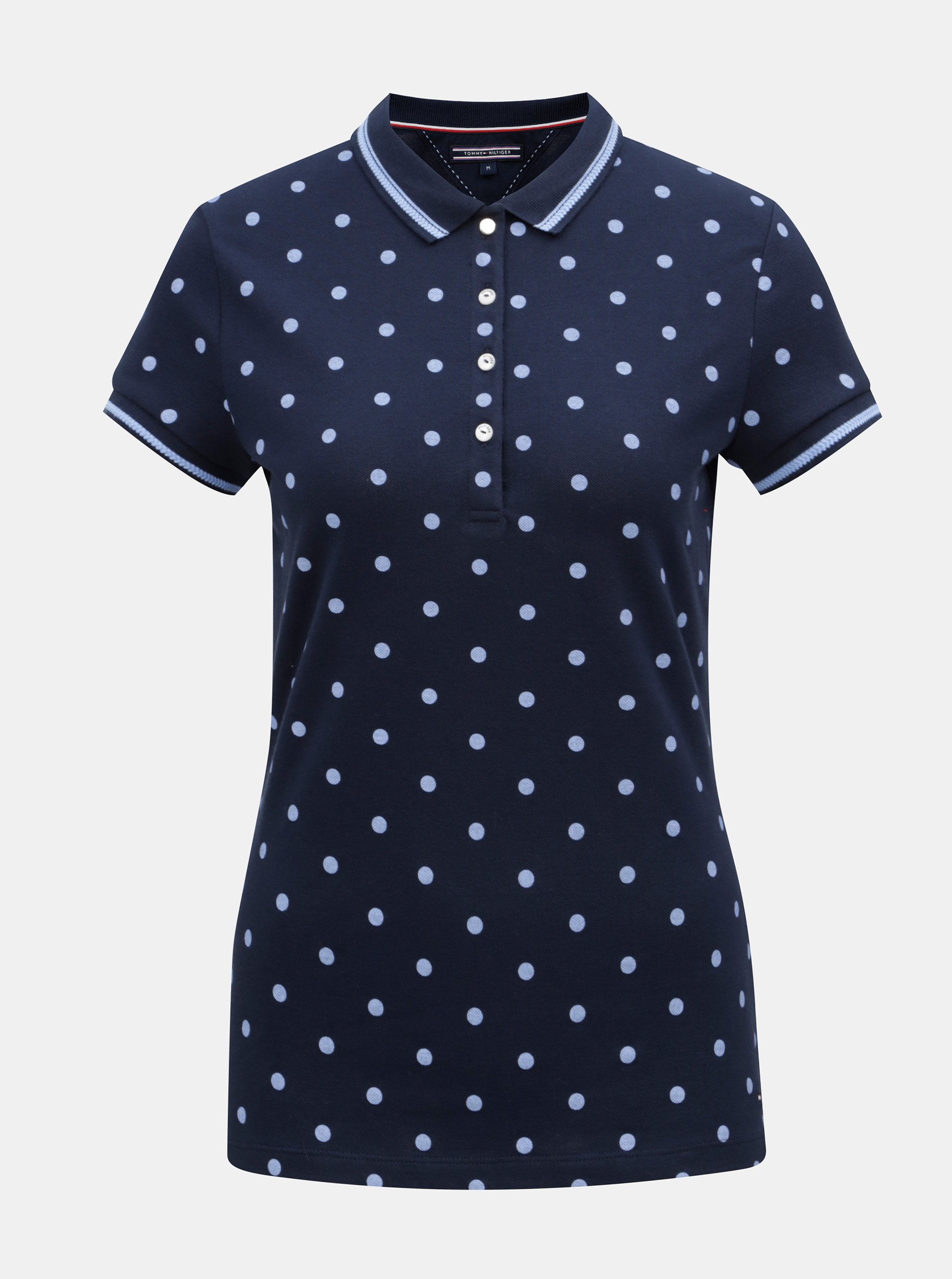 Modré dámské puntíkované polo tričko Tommy Hilfiger