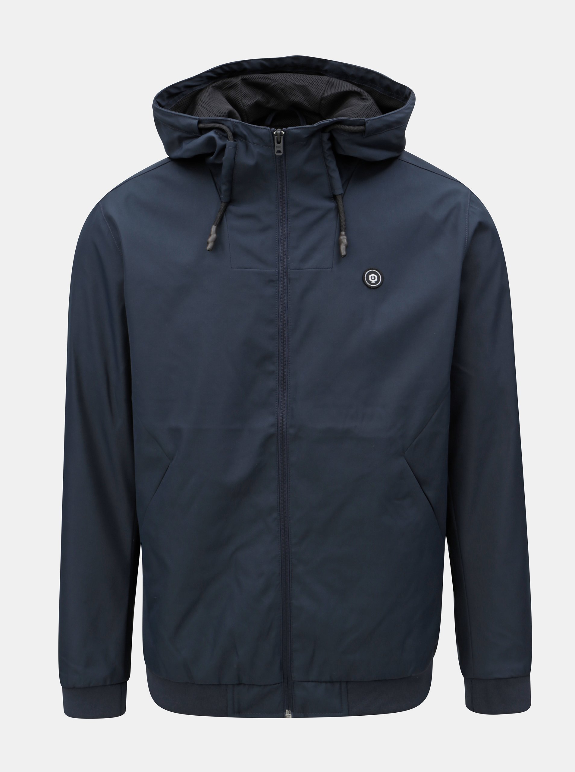 Tmavě modrá lehká nepromokavá bunda s kapucí Jack & Jones Alu