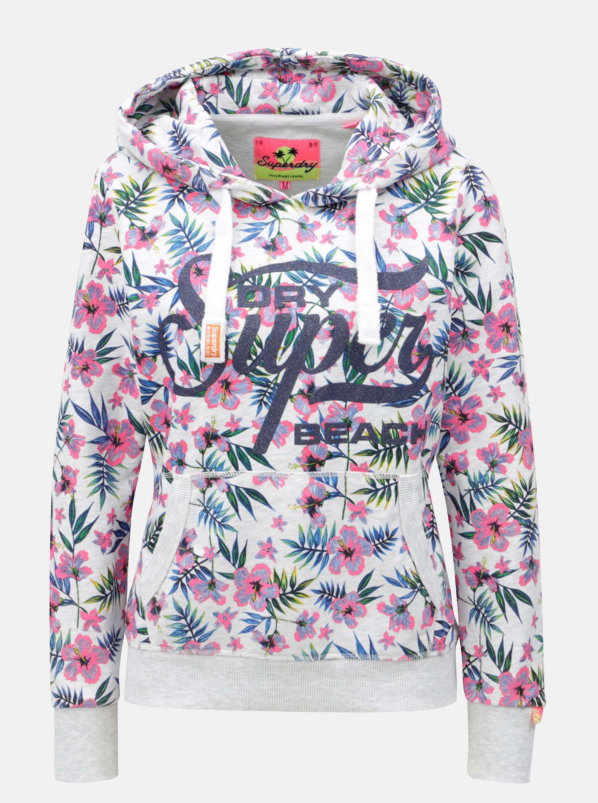 Šedá dámská mikina s kapucí a potiskem Superdry