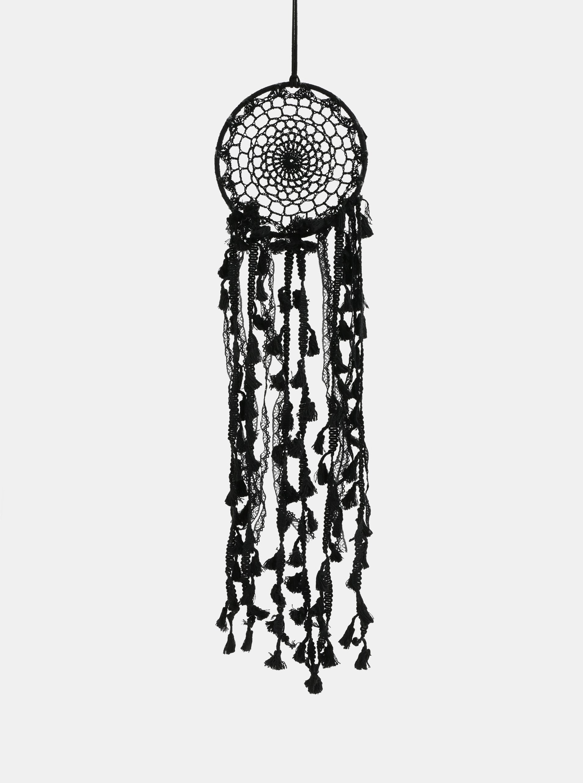 Černý lapač snů s třásněmi Sass & Belle Boho Macramé