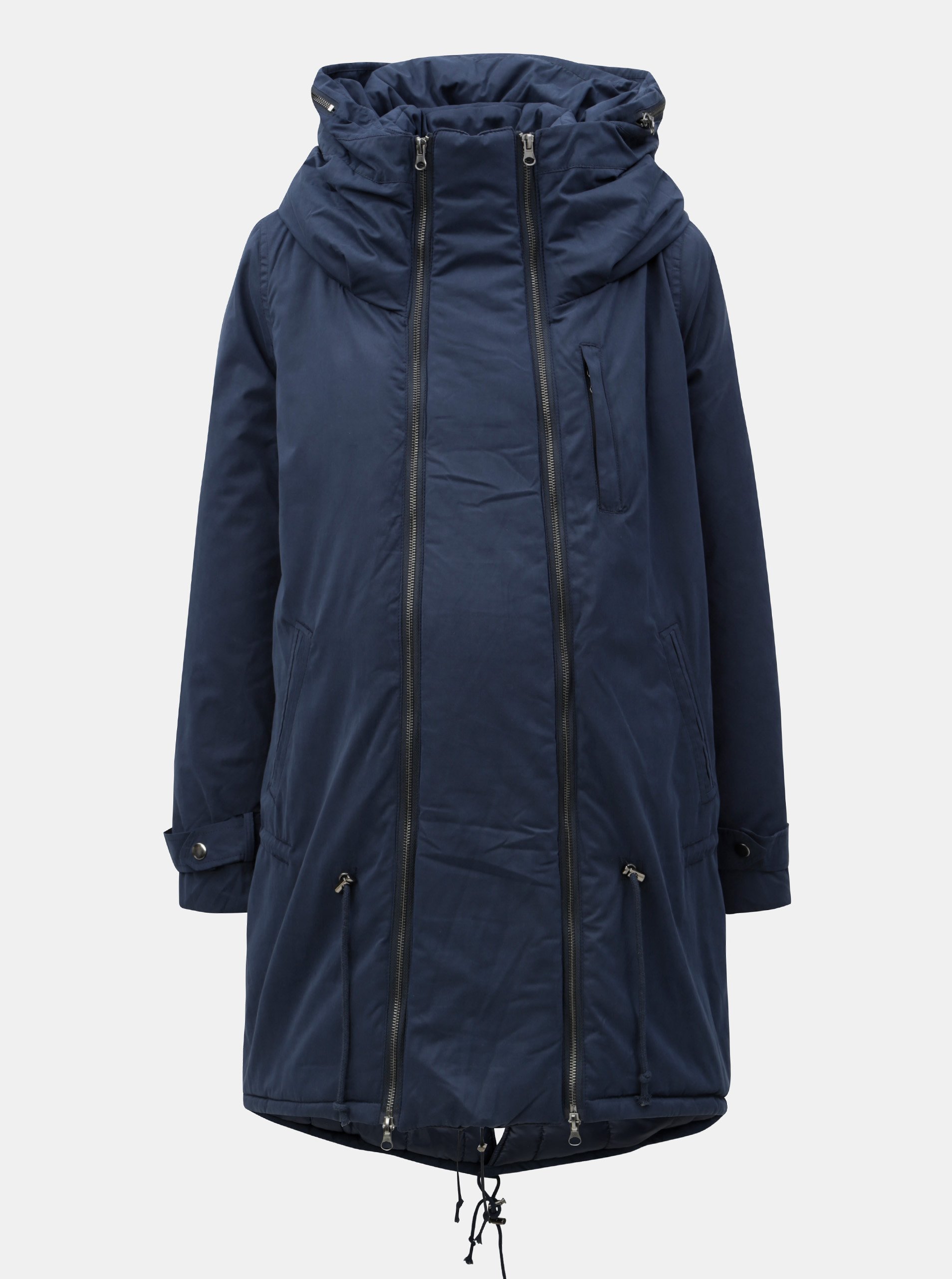 Modrá těhotenská/nosící parka s kapucí Mama.licious