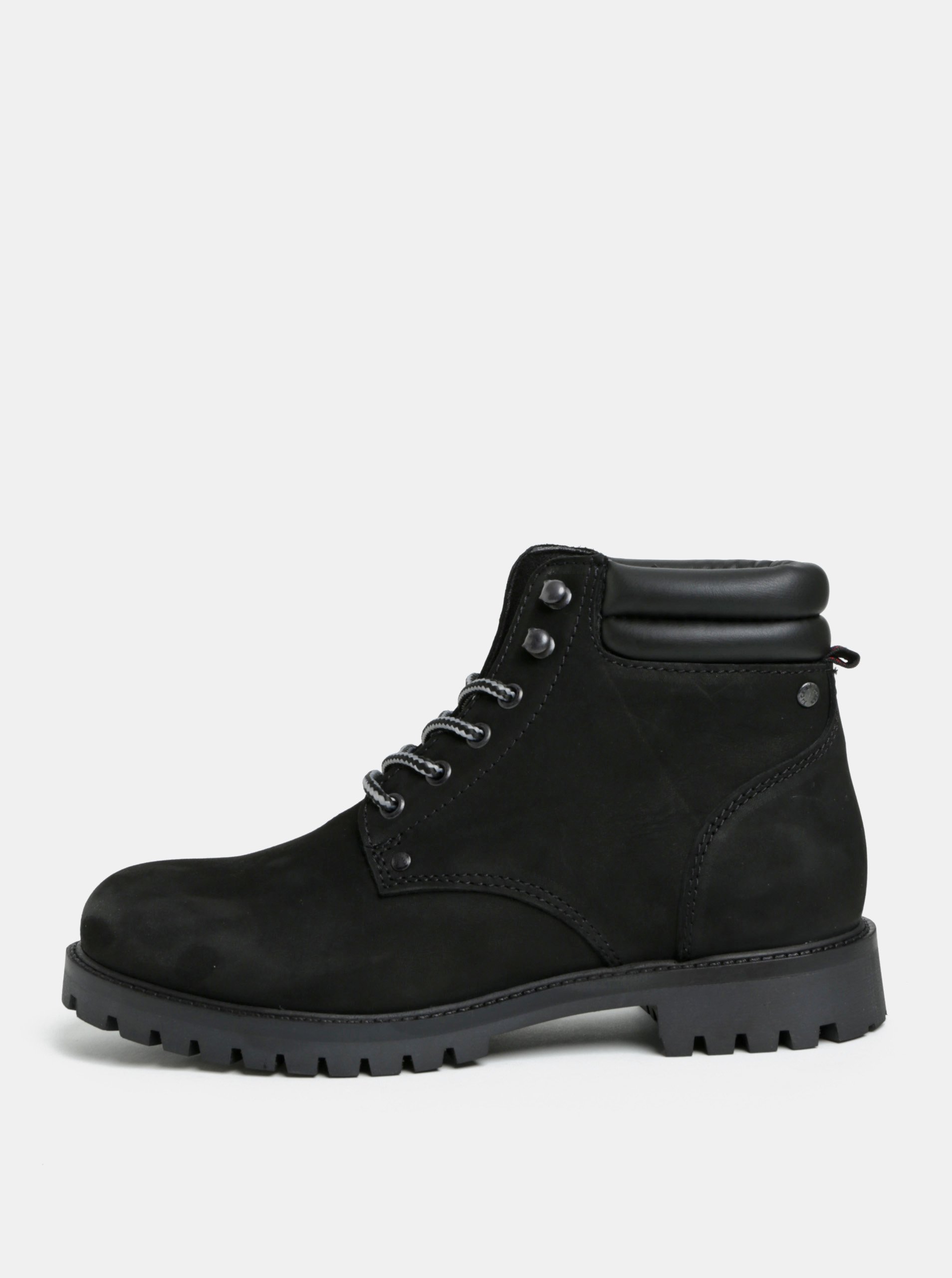 Černé kožené kotníkové boty Jack & Jones Stoke