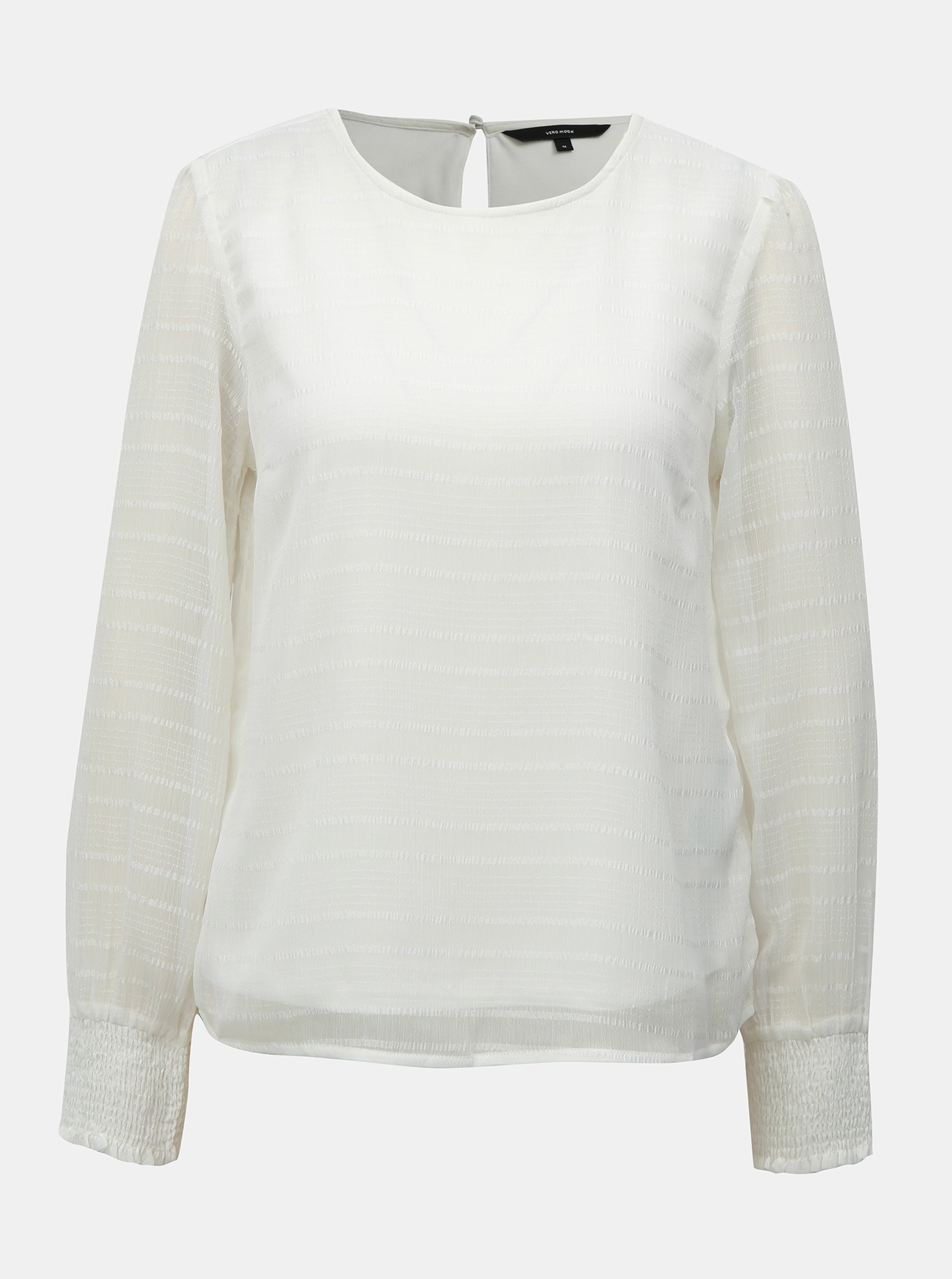 Bílá vzorovaná halenka s průsvitnými rukávy VERO MODA Fiona