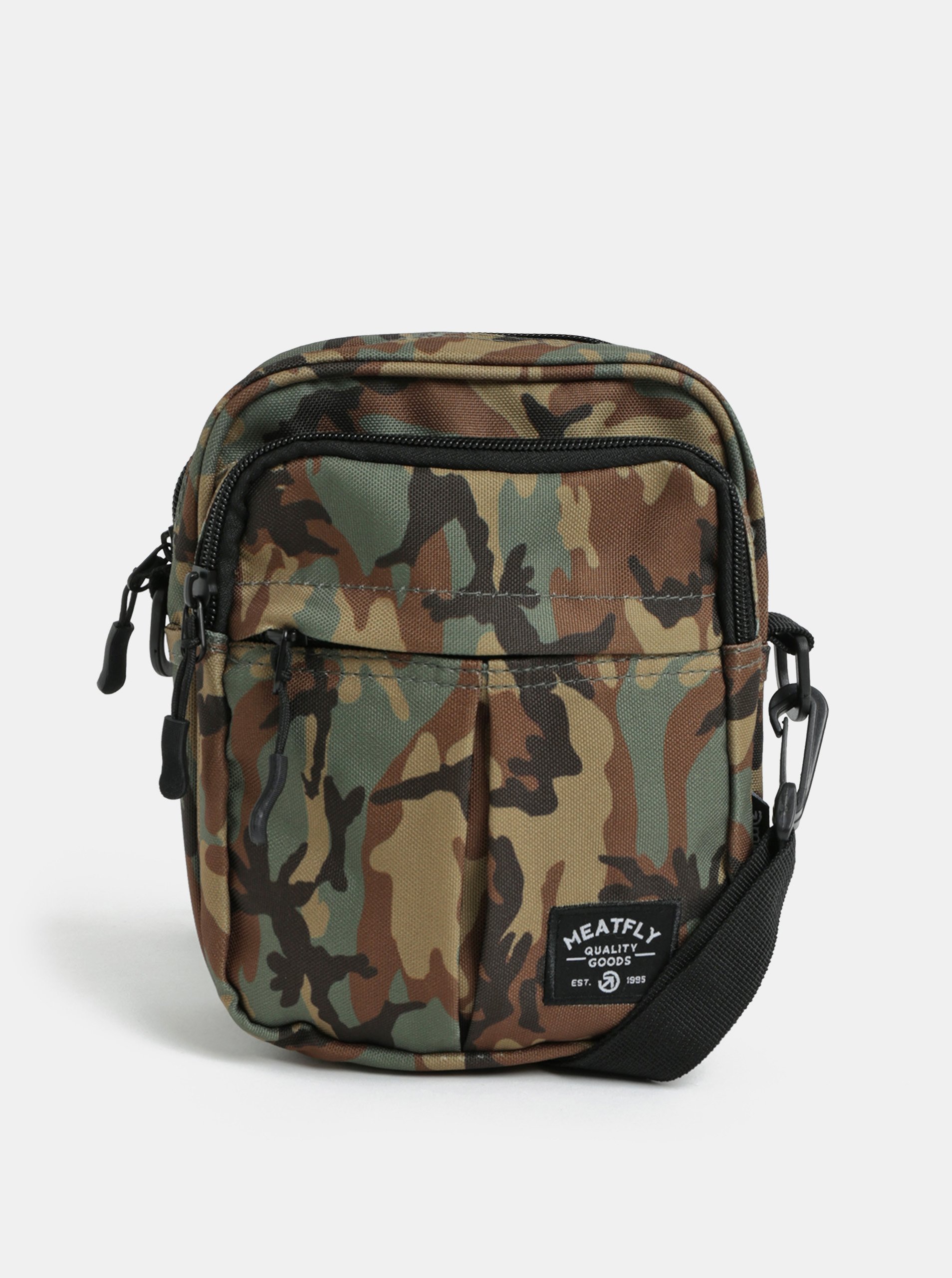 Khaki vzorovaná crossbody taška s nášivkou Meatfly Hardy