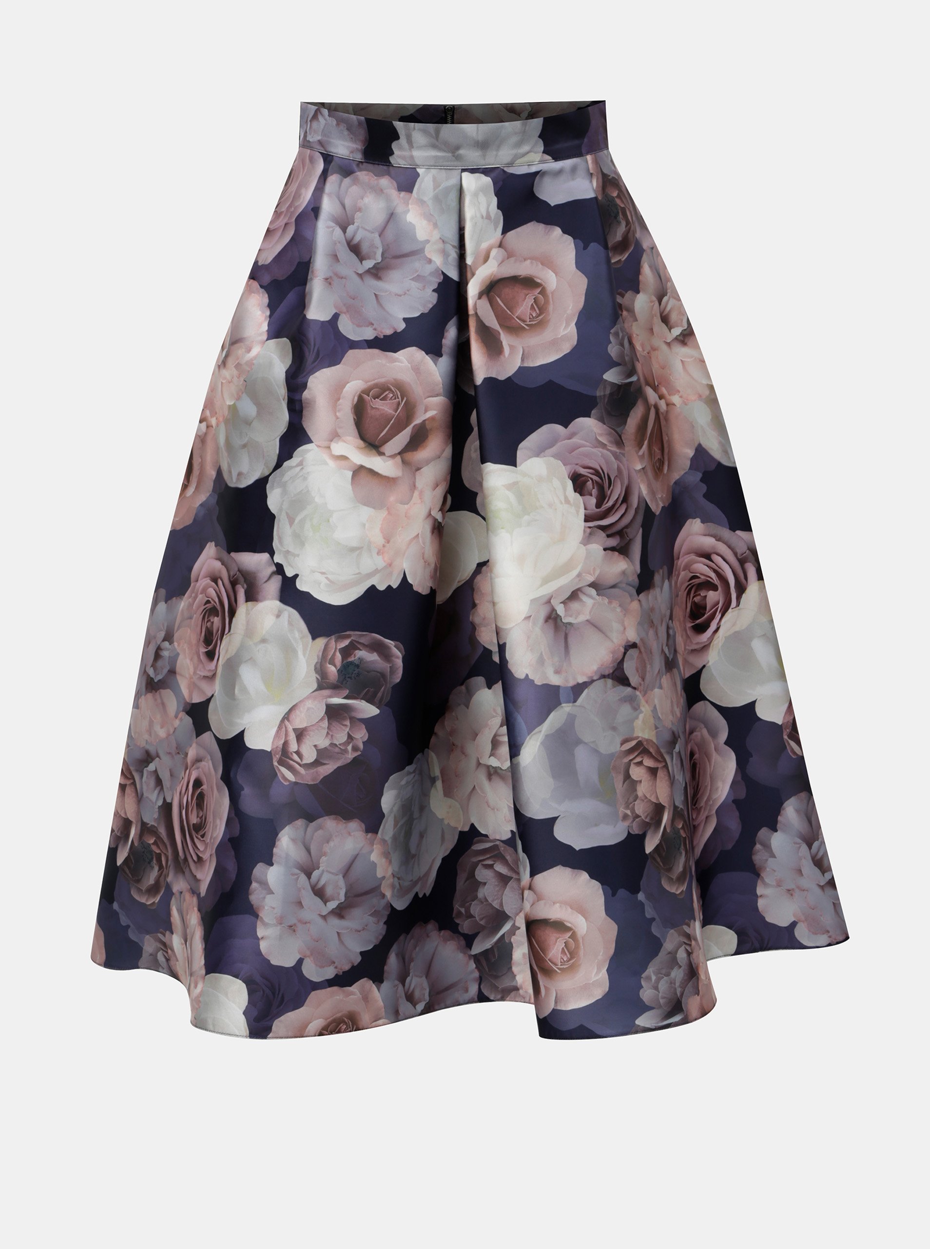 Růžovo-fialová květovaná midi sukně Dorothy Perkins