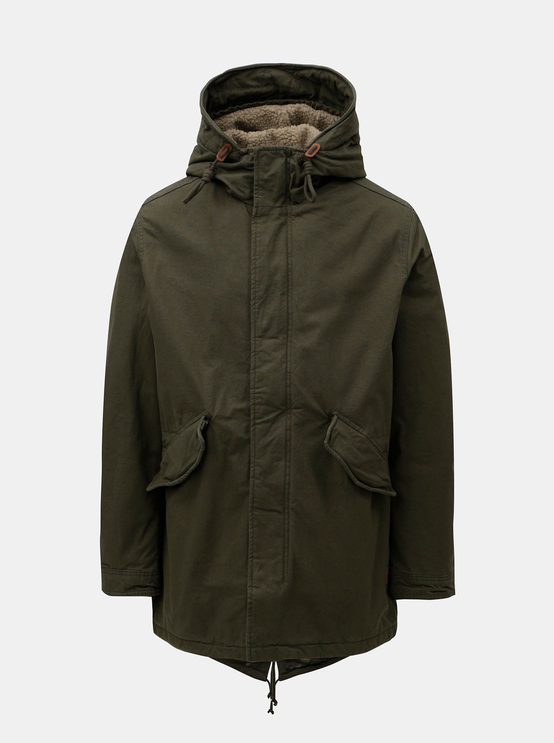Khaki zimní parka s umělou kožešinou Jack & Jones