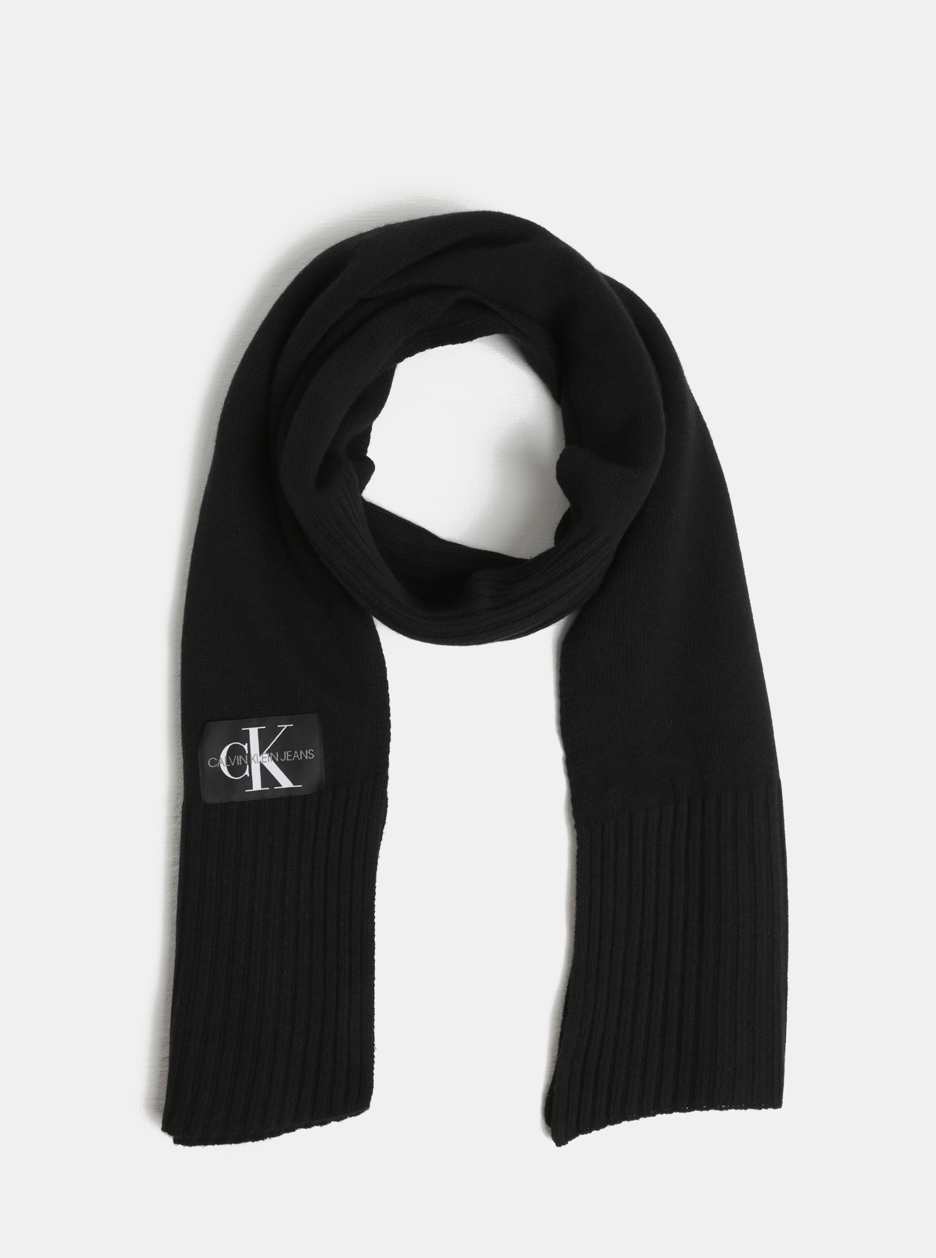 Černá šála s příměsí vlny a kašmíru Calvin Klein Jeans