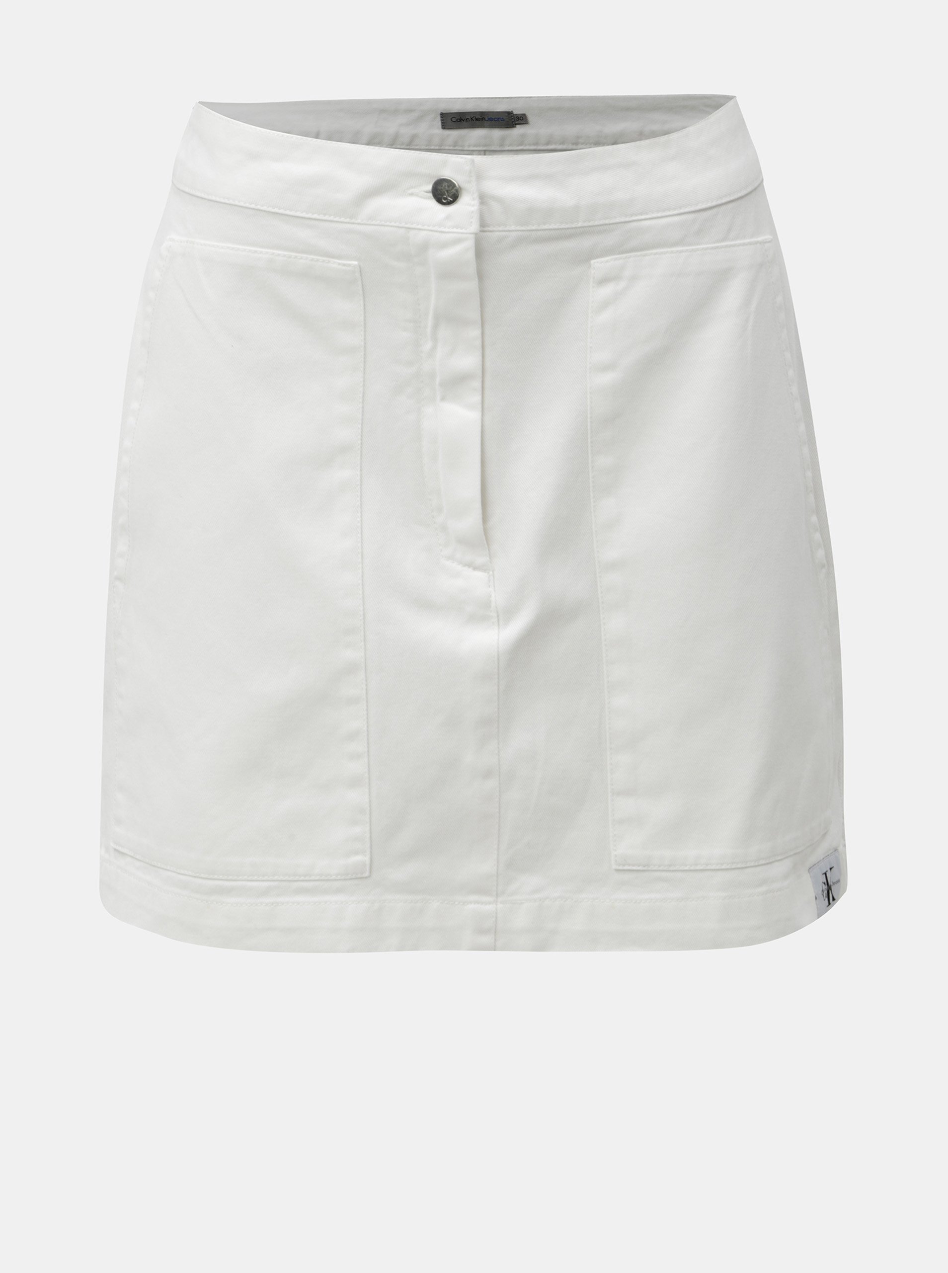 Bílá džínová minisukně s nášivkou Calvin Klein Jeans