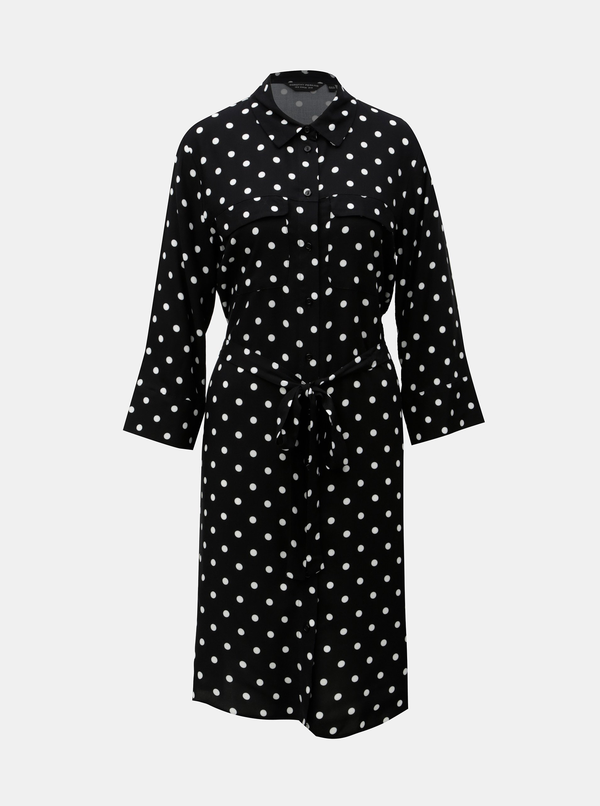Černé košilové šaty s puntíky Dorothy Perkins