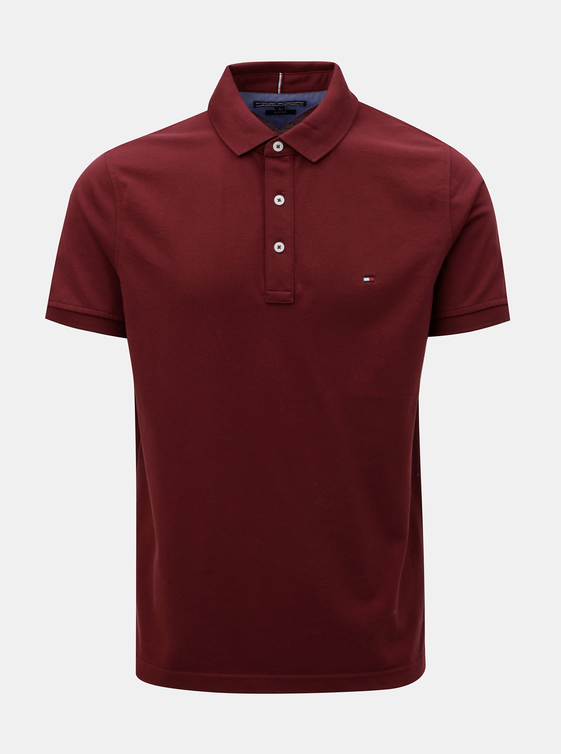 Vínové pánské slim fit polo tričko Tommy Hilfiger