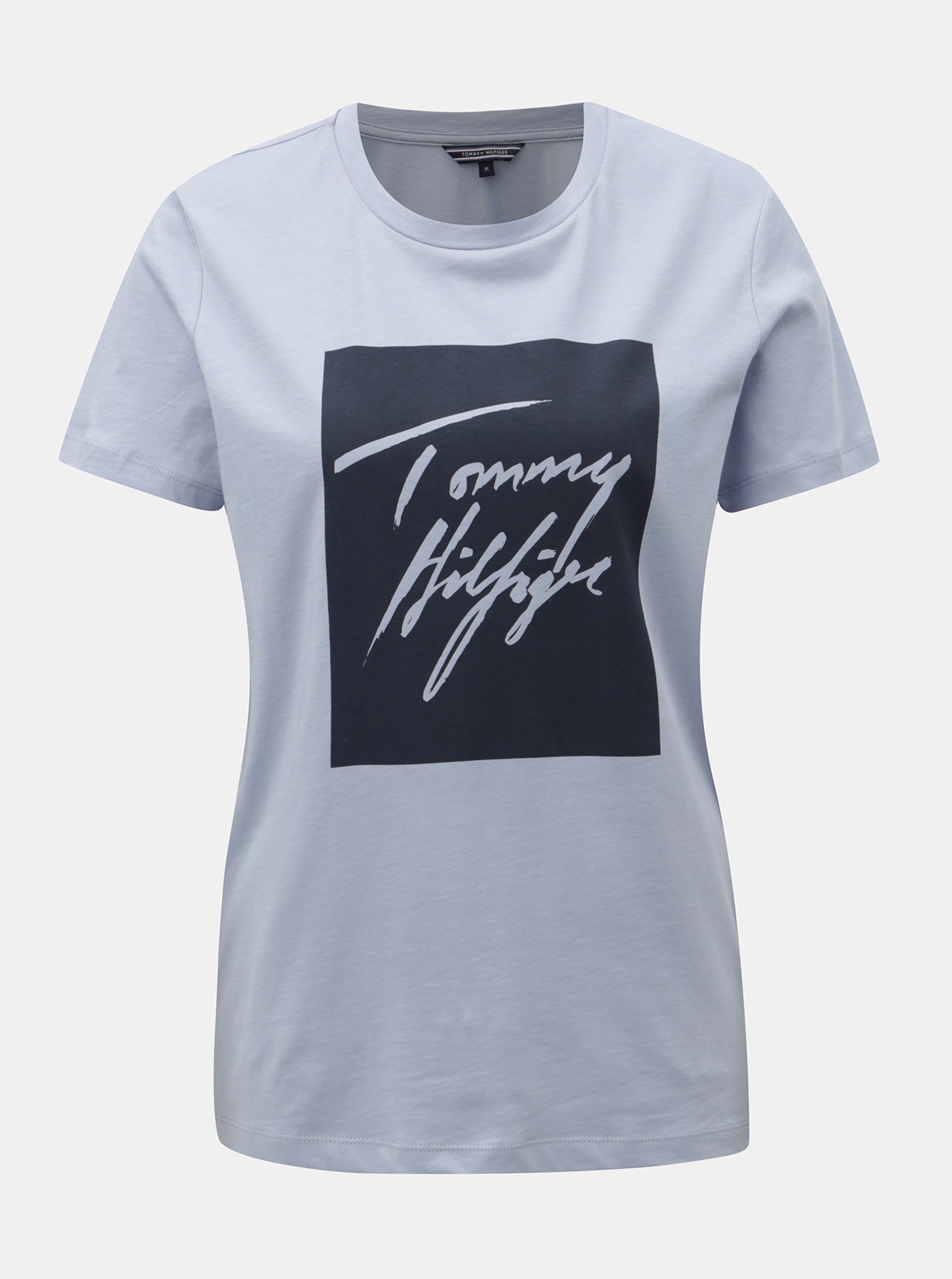 Světle modré dámské tričko s potiskem Tommy Hilfiger Effy