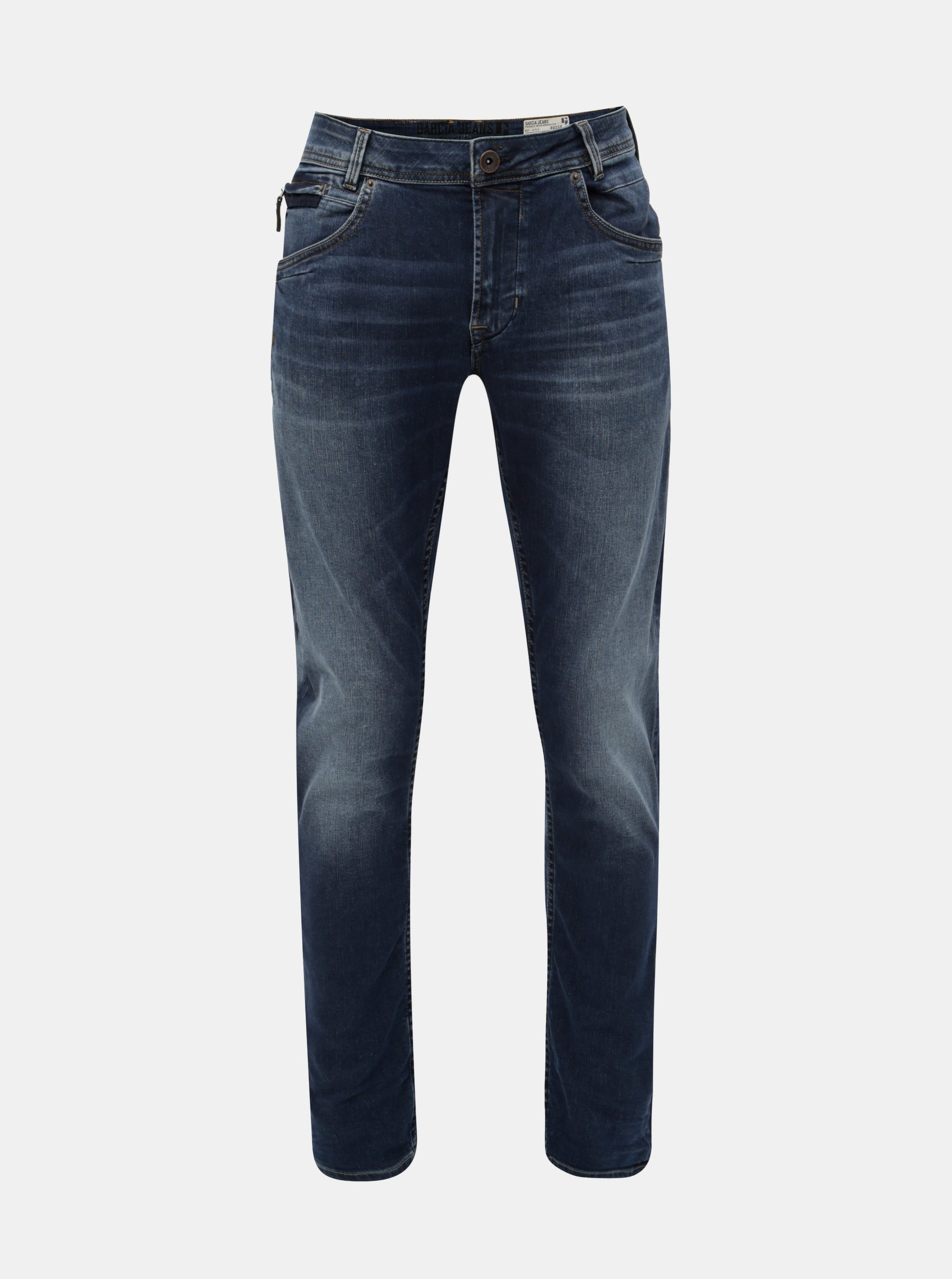 Modré pánské tapered fit džíny s vyšisovaným efektem Garcia Jeans