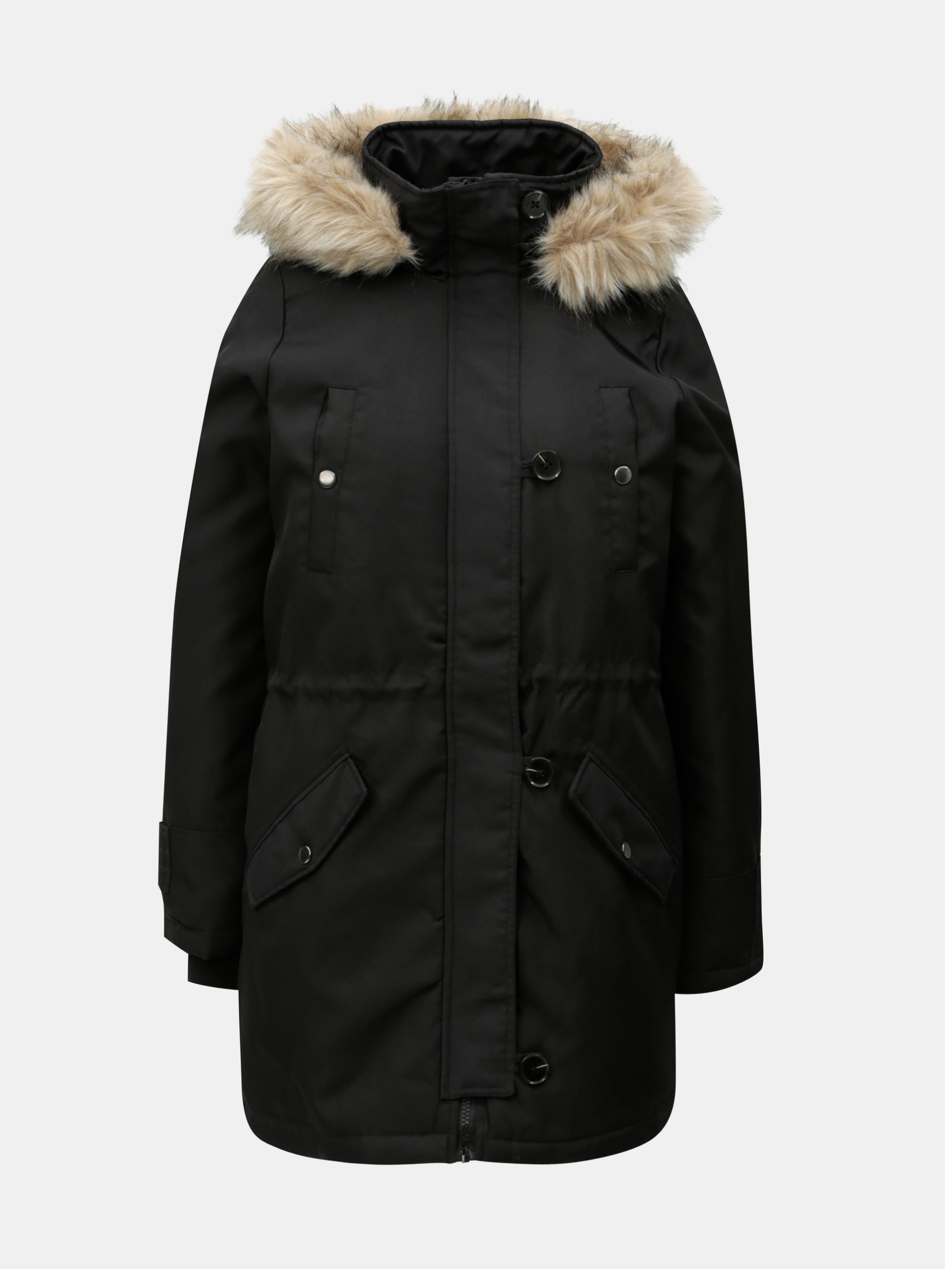 Černá zimní parka s umělým kožíškem VERO MODA
