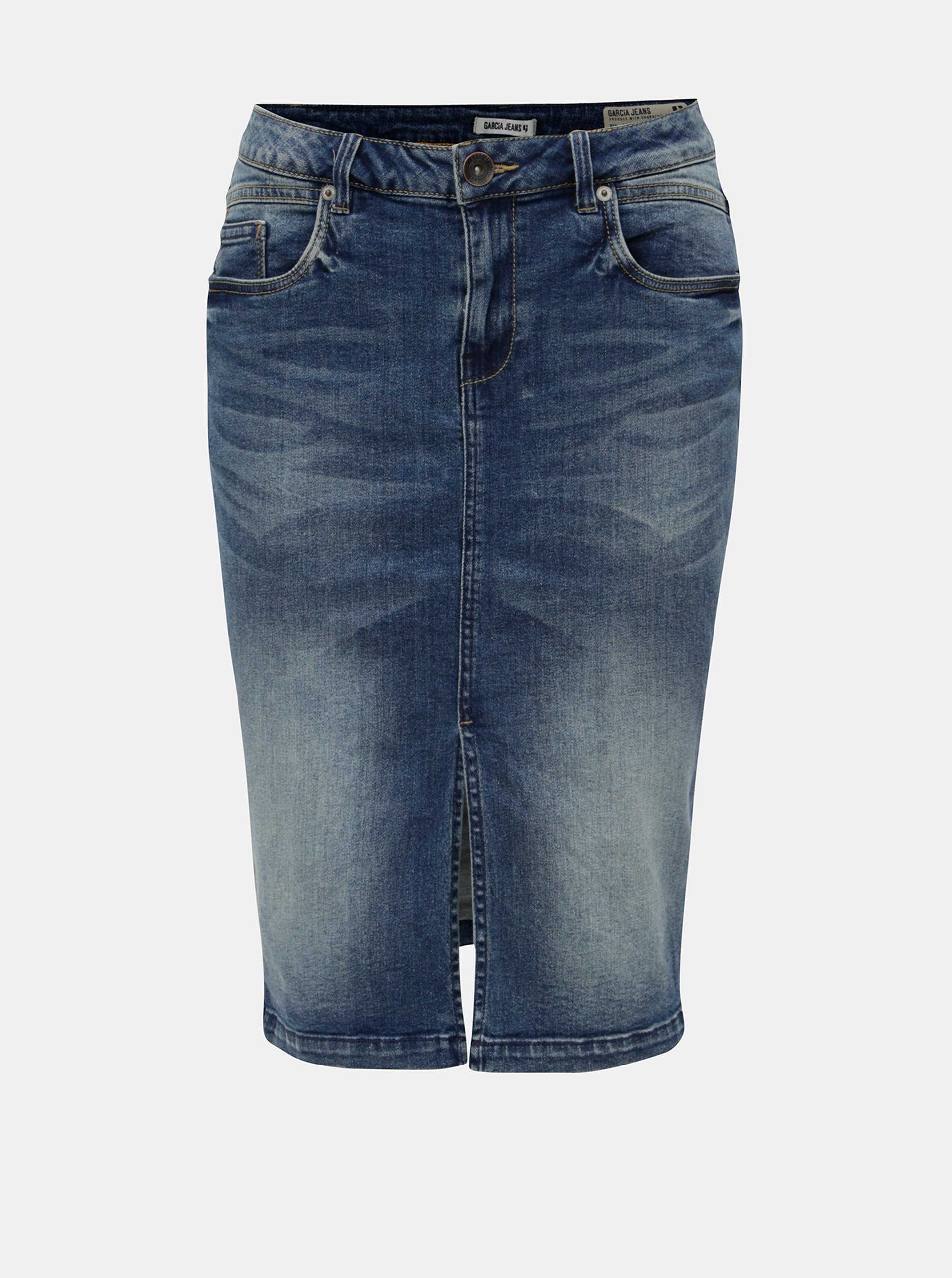Modrá džínová sukně s rozparkem Garcia Jeans