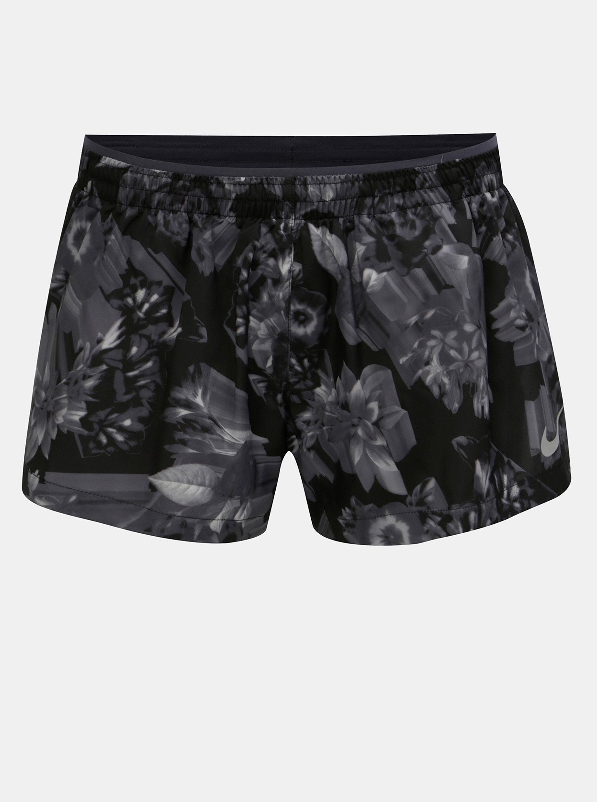 Černé dámské standard fit květované kraťasy Nike Elevate