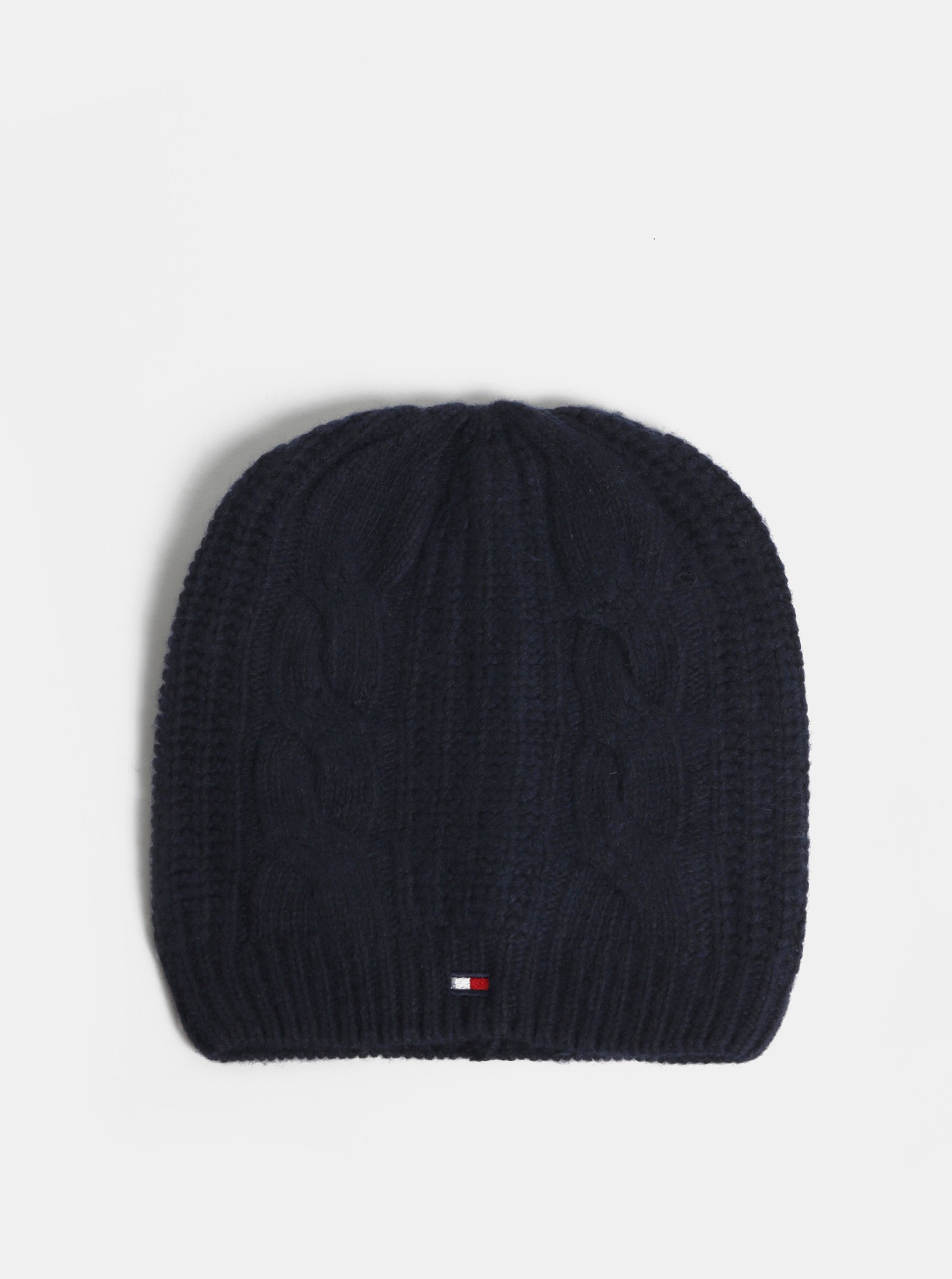 Tmavě modrá dámská čepice s příměsí vlny Tommy Hilfiger Cable